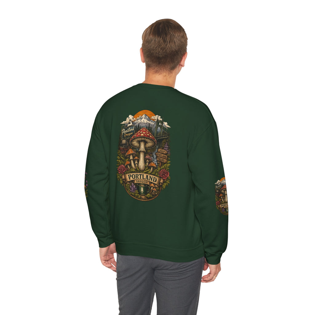 Mushroom Crewneck Sweatshirt — Portland Vintage Psychedelic Fungi Graphic