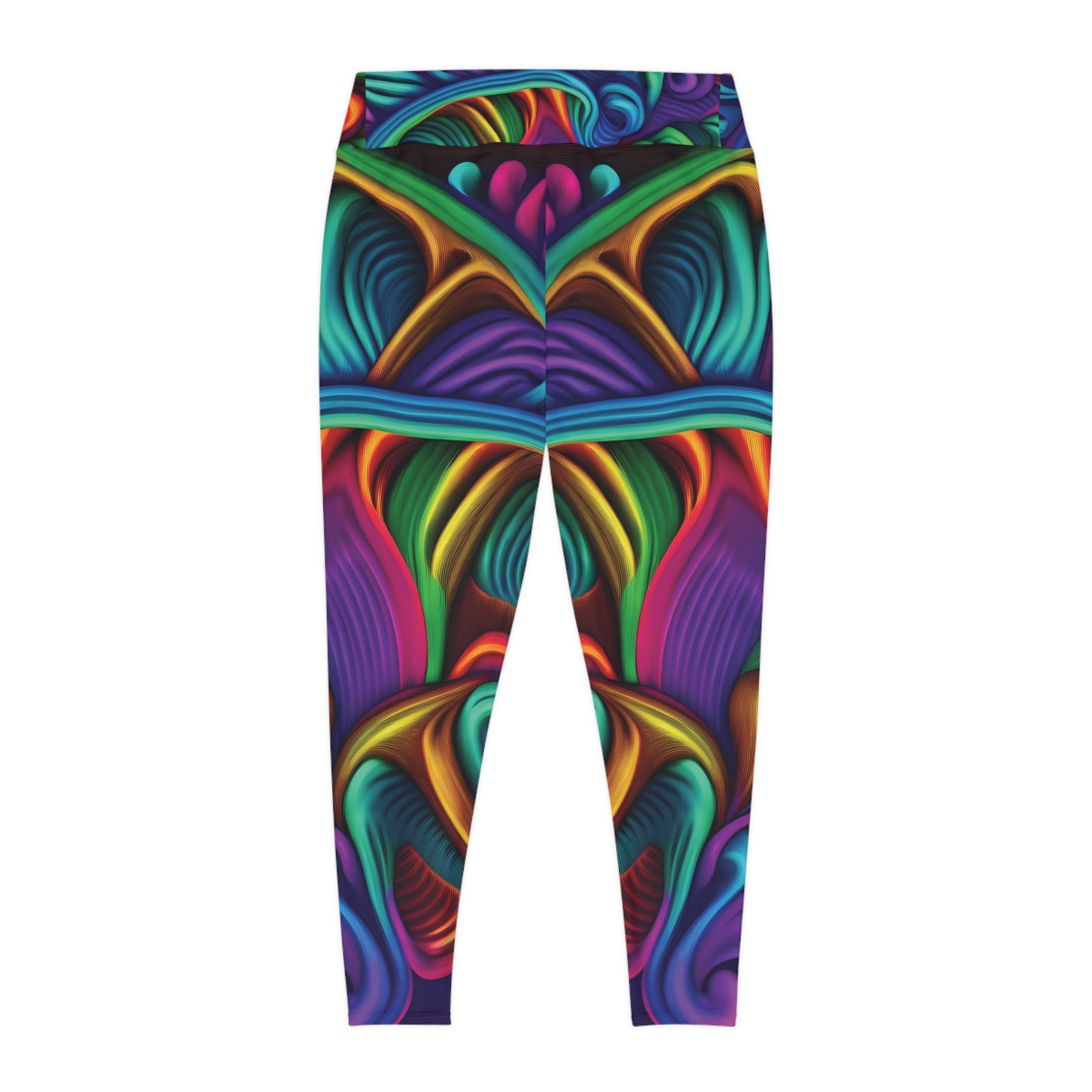 Plus Size Leggings — Psychedelic Rainbow Abstract AOP