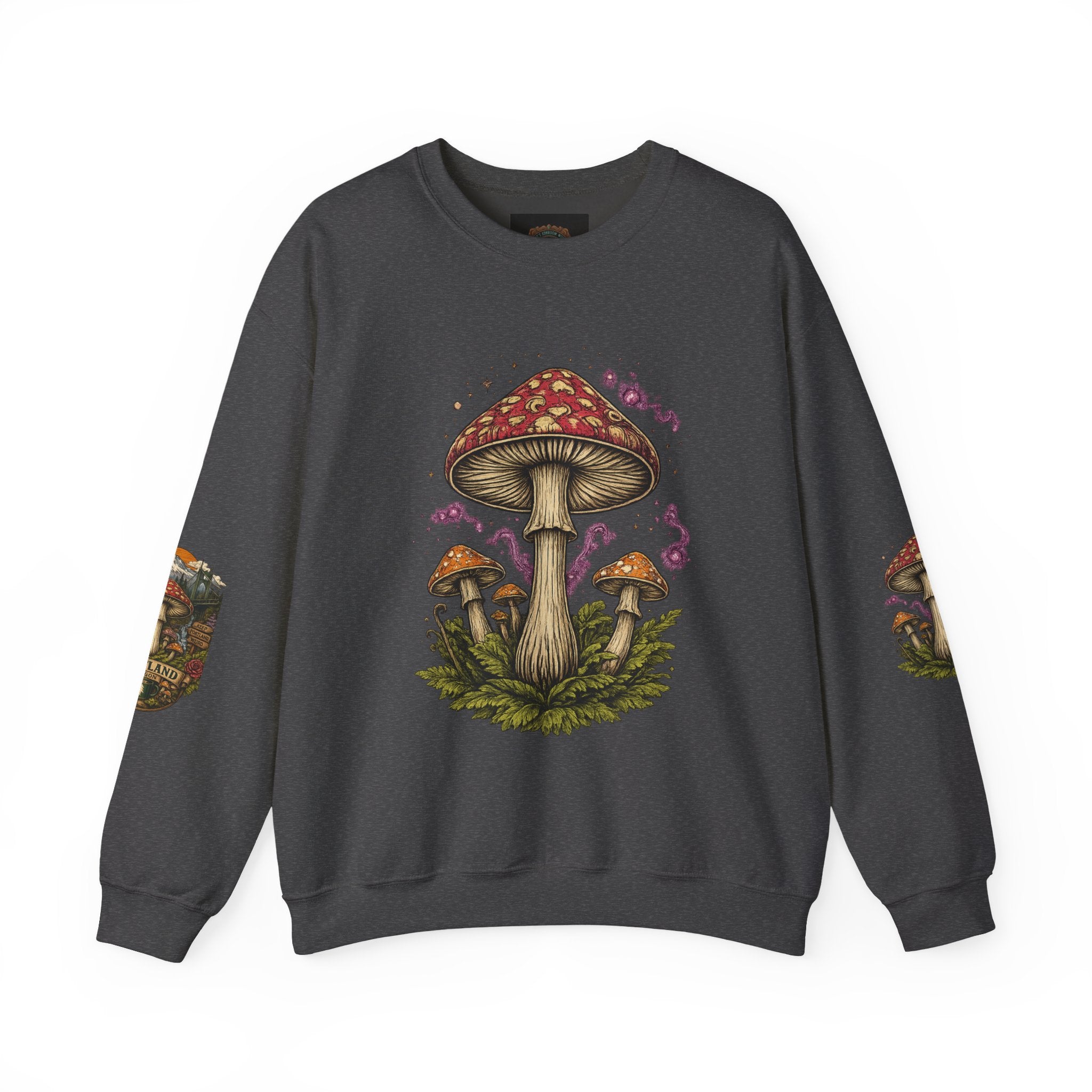 Mushroom Crewneck Sweatshirt — Portland Vintage Psychedelic Fungi Graphic