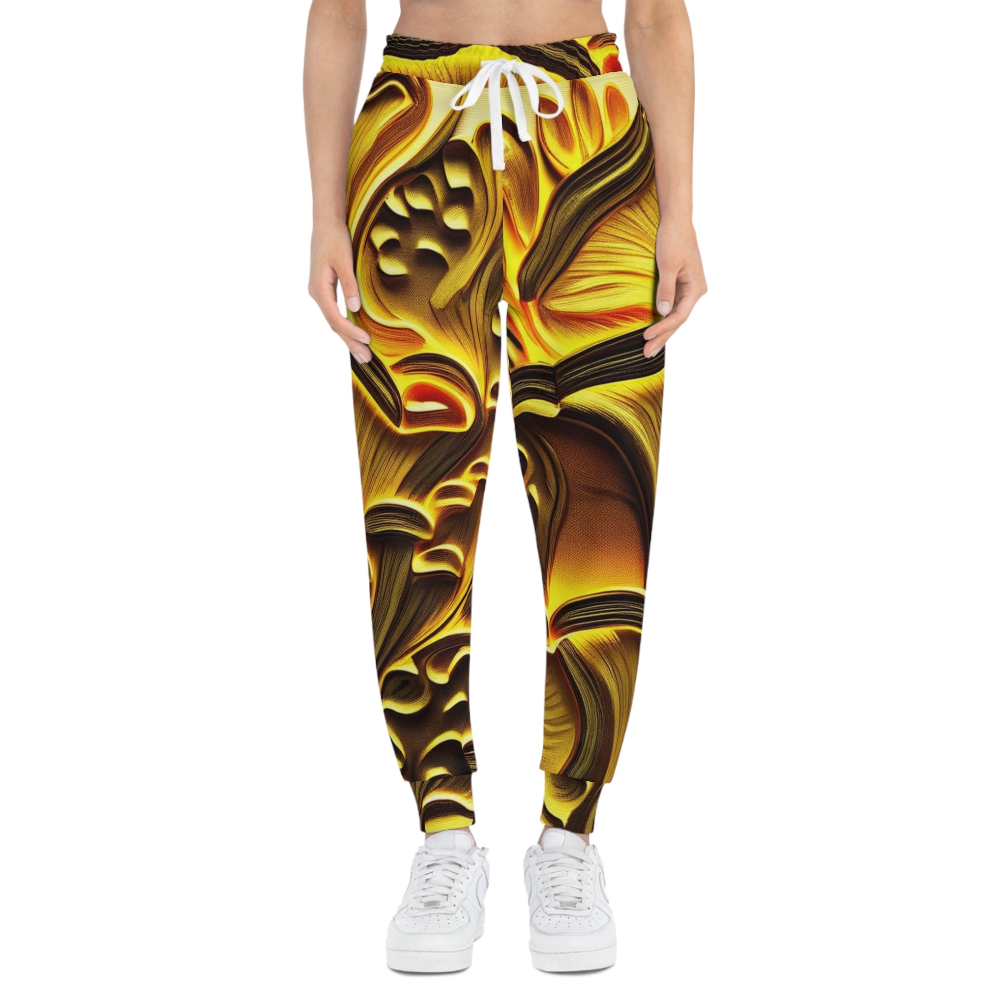 Golden Swirl Joggers — Abstract Yellow Athletic Pants