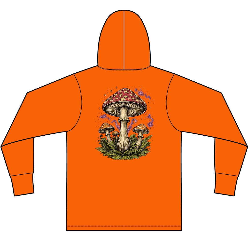 Hoodie: Mushroom Globe Hoodie — Nature Illustration Hooded Long Sleeve Tee