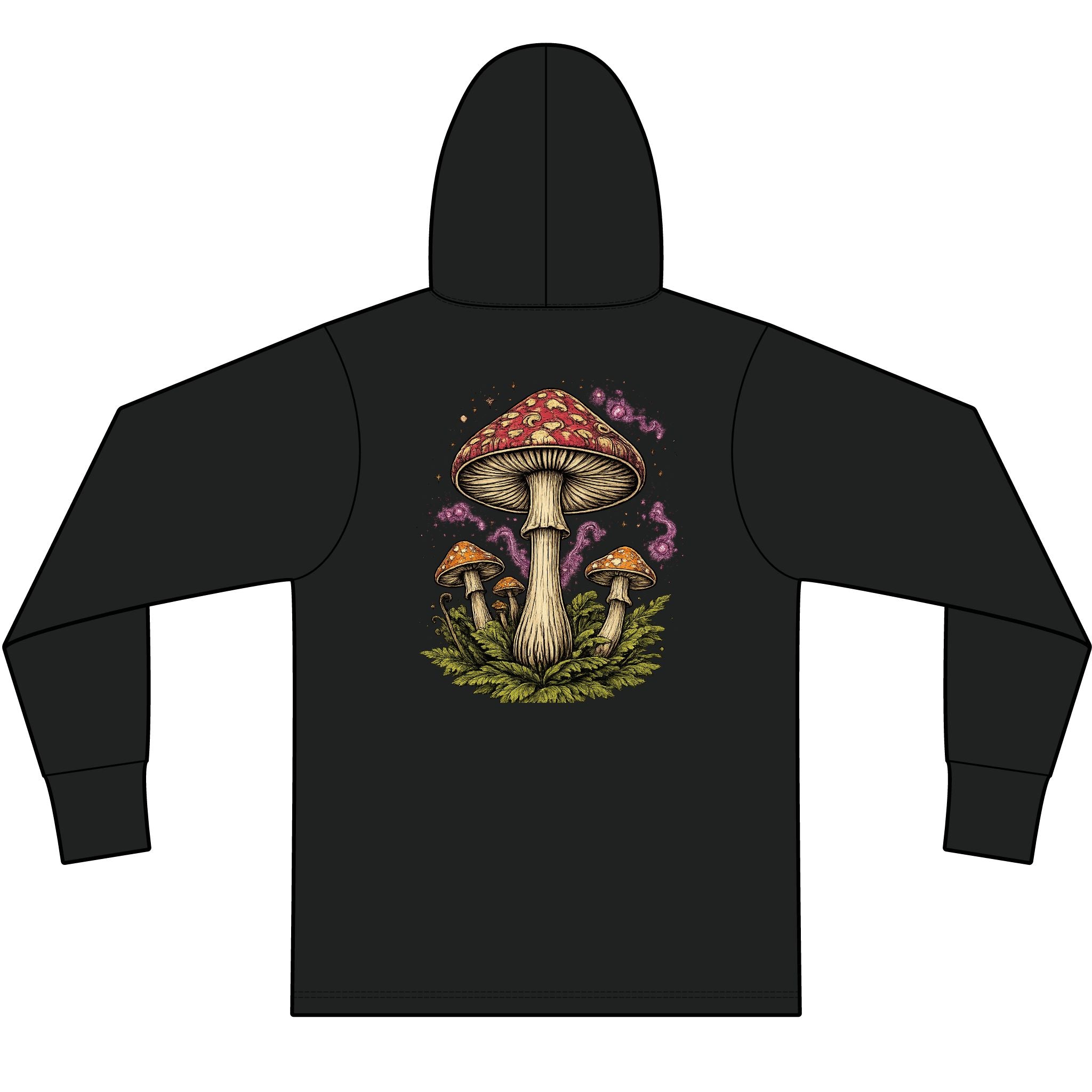 Hoodie: Mushroom Globe Hoodie — Nature Illustration Hooded Long Sleeve Tee