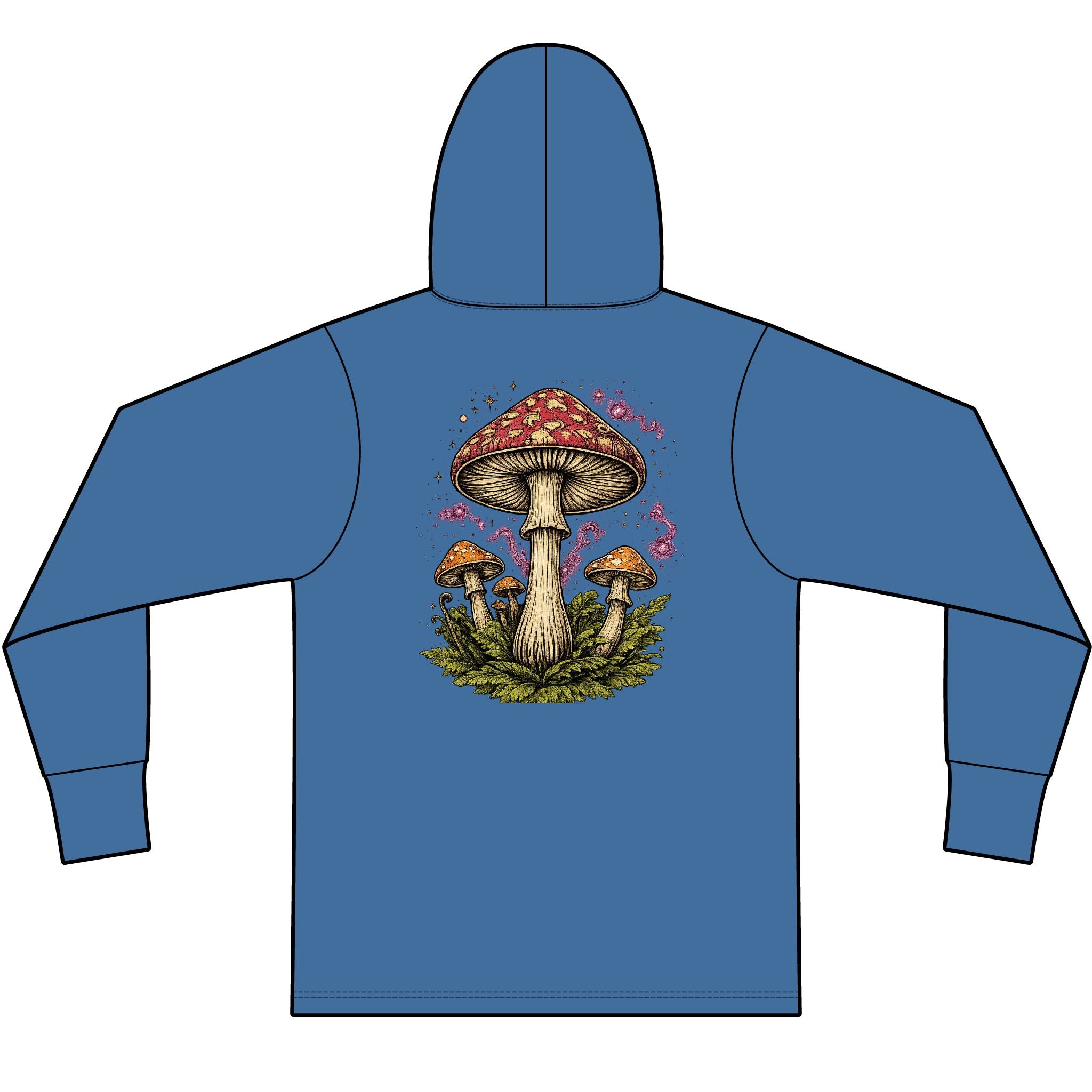 Hoodie: Mushroom Globe Hoodie — Nature Illustration Hooded Long Sleeve Tee