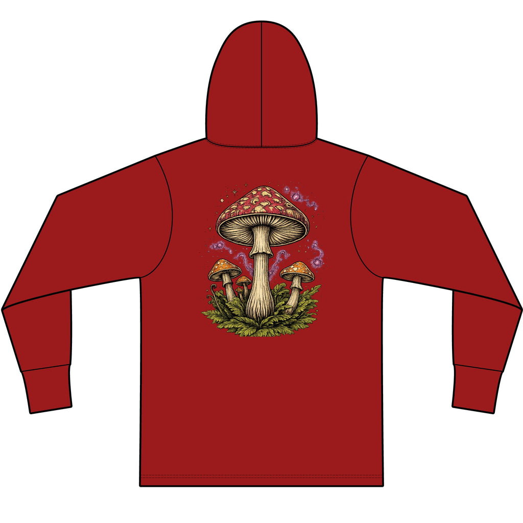 Hoodie: Mushroom Globe Hoodie — Nature Illustration Hooded Long Sleeve Tee