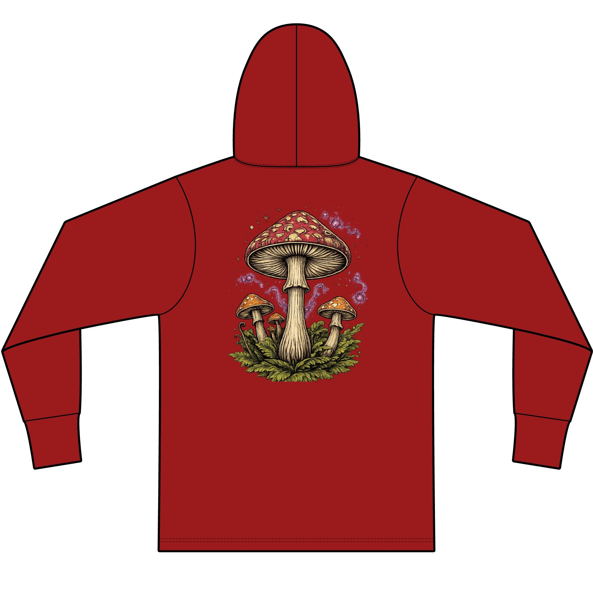 Hoodie: Mushroom Globe Hoodie — Nature Illustration Hooded Long Sleeve Tee