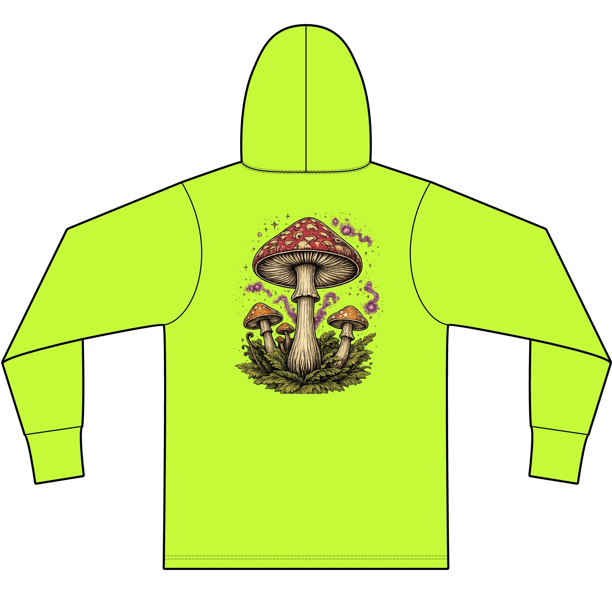 Hoodie: Mushroom Globe Hoodie — Nature Illustration Hooded Long Sleeve Tee