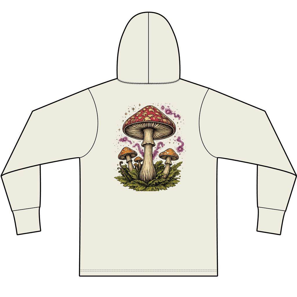 Hoodie: Mushroom Globe Hoodie — Nature Illustration Hooded Long Sleeve Tee