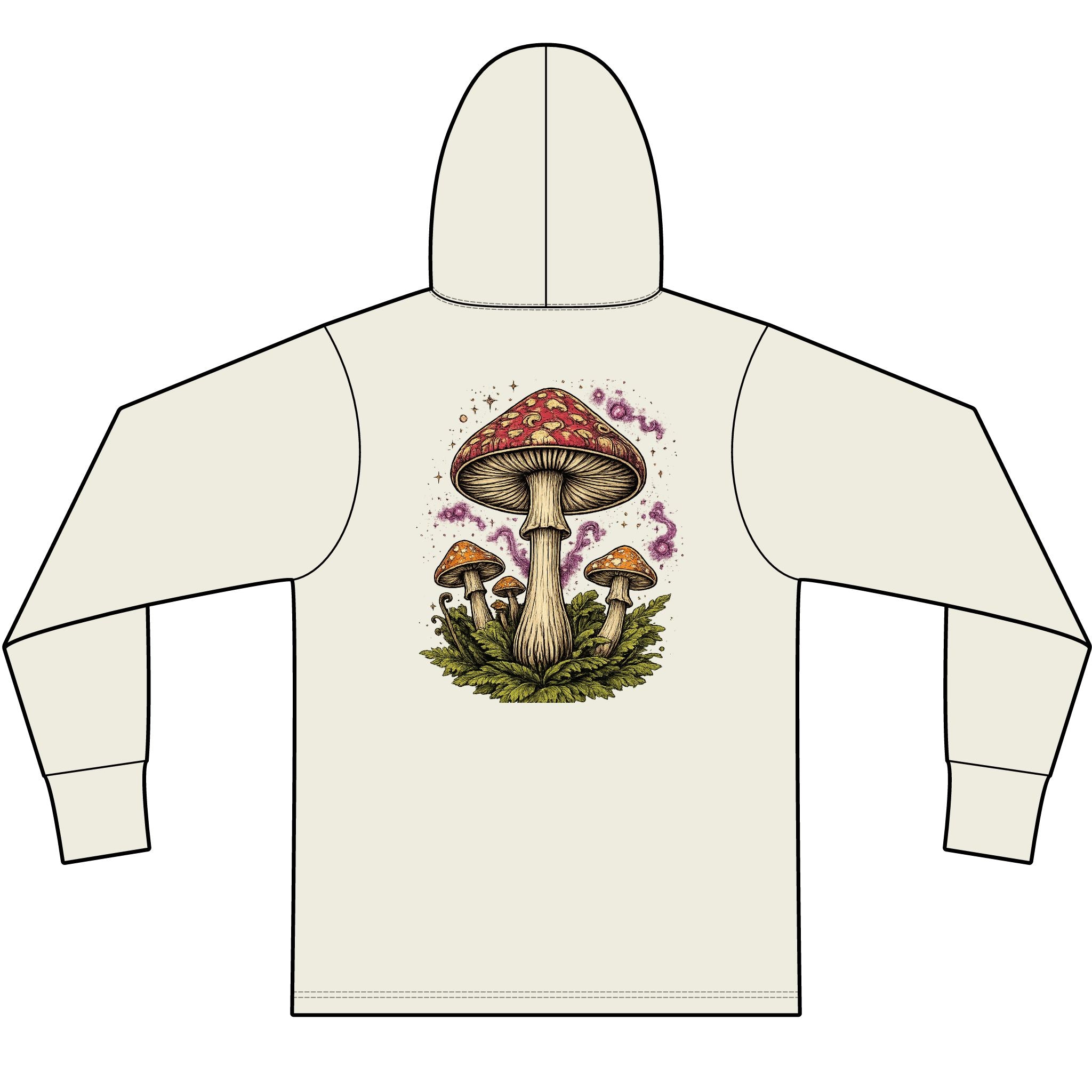Hoodie: Mushroom Globe Hoodie — Nature Illustration Hooded Long Sleeve Tee