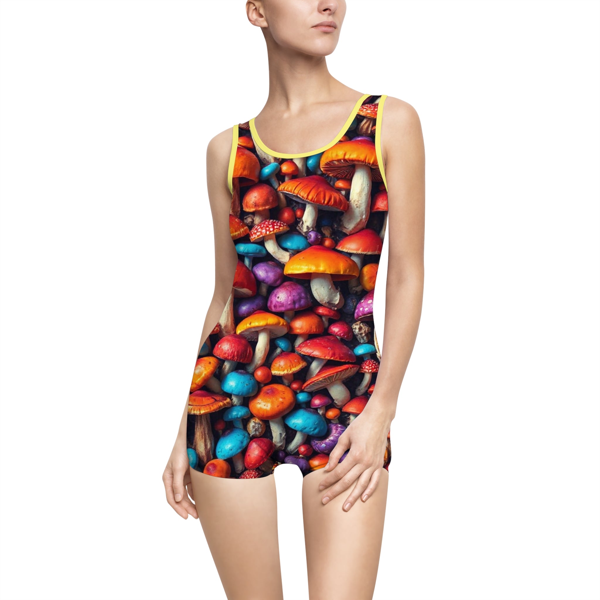Mushroom Pattern Vintage One‑Piece Swimsuit
