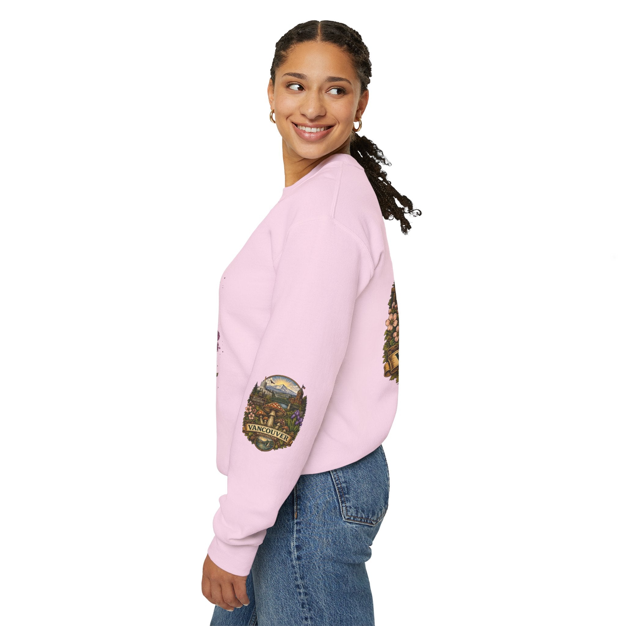 Mushroom Vancouver Crewneck Sweatshirt — Scenic Pacific Northwest Fungi Design