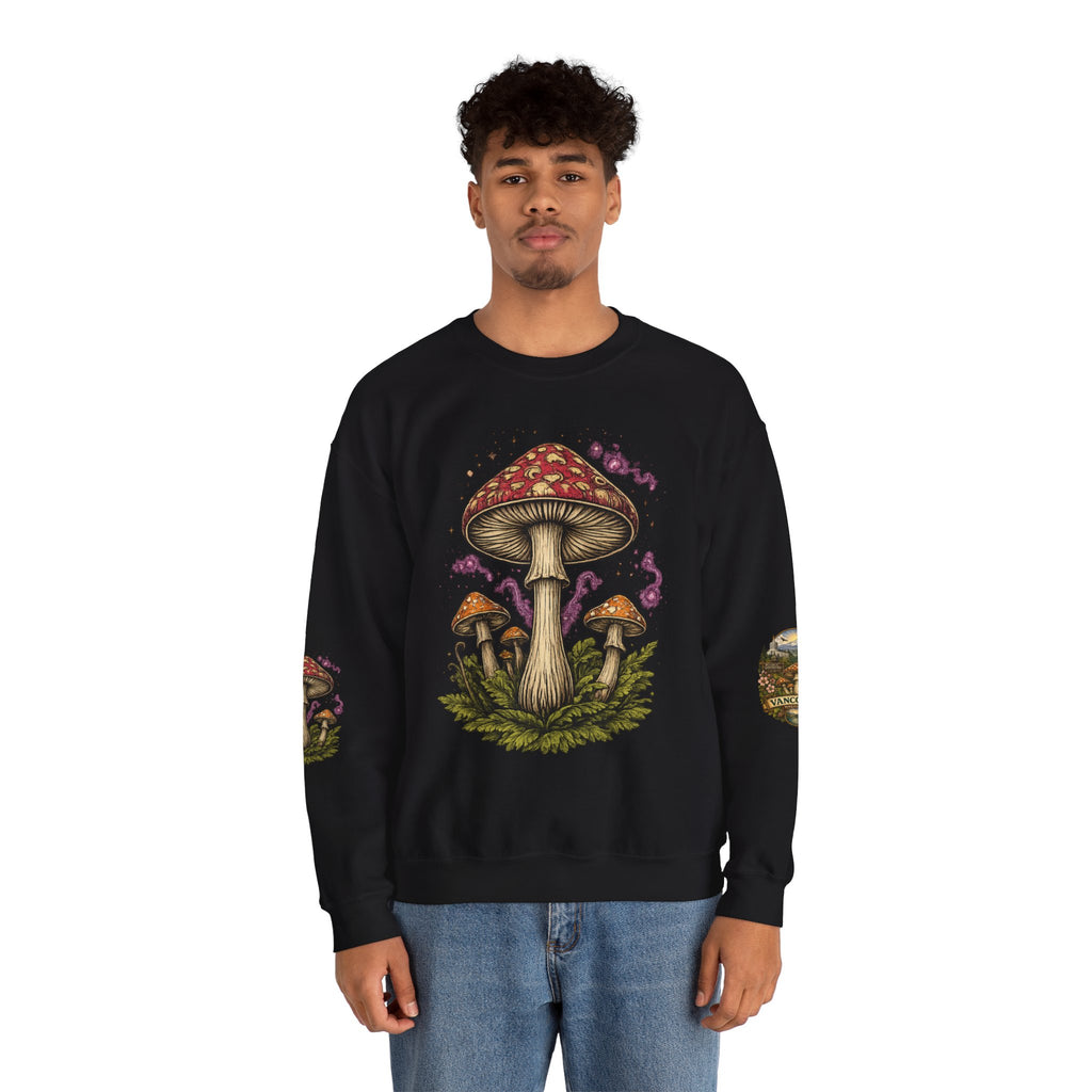 Mushroom Vancouver Crewneck Sweatshirt — Scenic Pacific Northwest Fungi Design