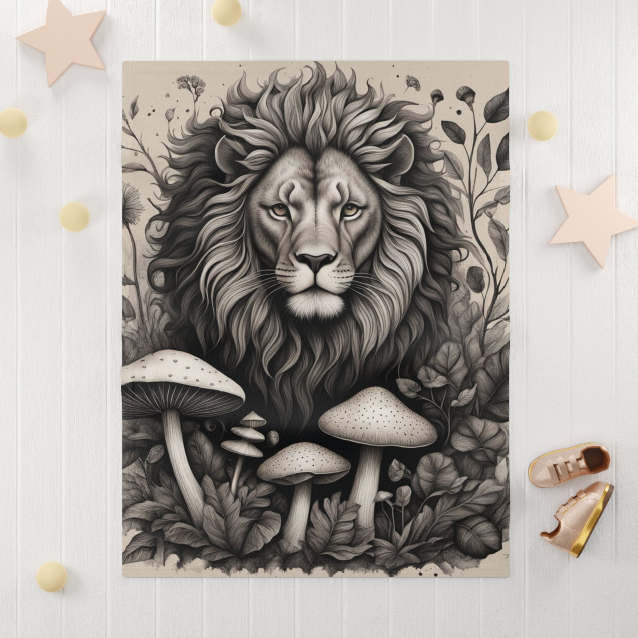🦁🍄 “Lion’s Domain” Woodland Blanket 🌿✨