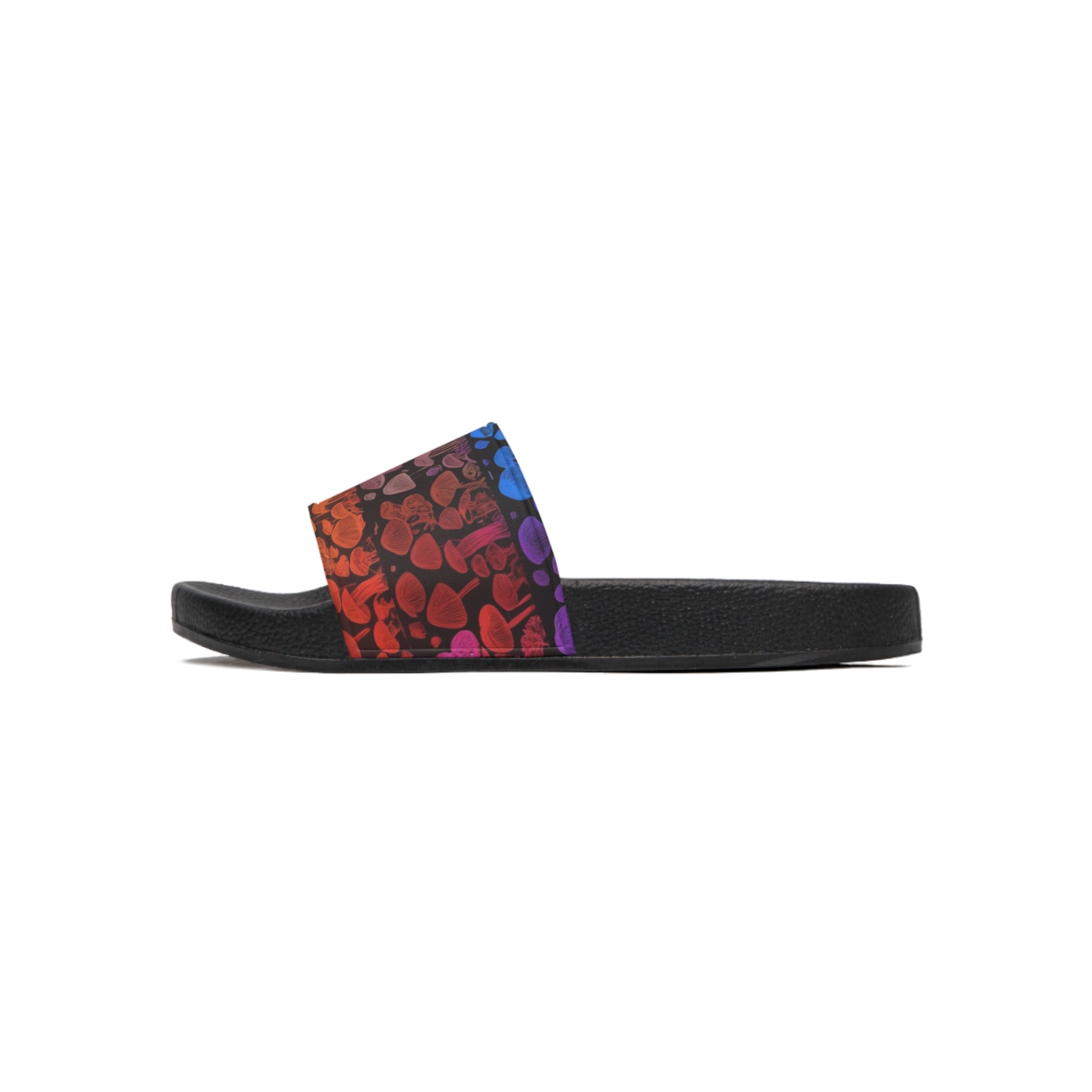 Slide Sandals: Rainbow Pattern Slide Sandals — Rainbow Grunge Pool Slides
