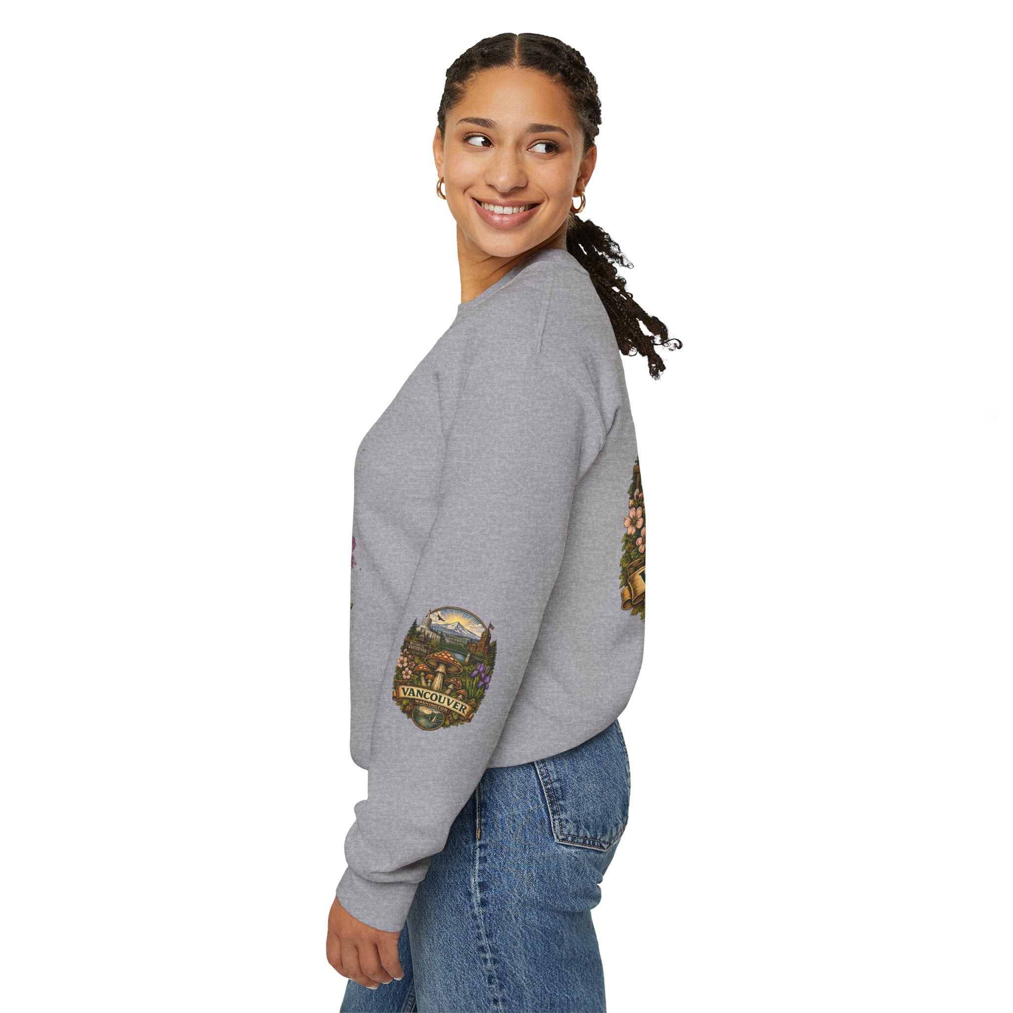 Mushroom Vancouver Crewneck Sweatshirt — Scenic Pacific Northwest Fungi Design