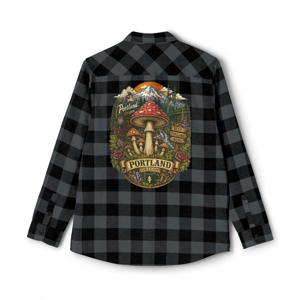 Portland Mushroom Flannel Shirt — Vintage Forest Plaid Button-Up