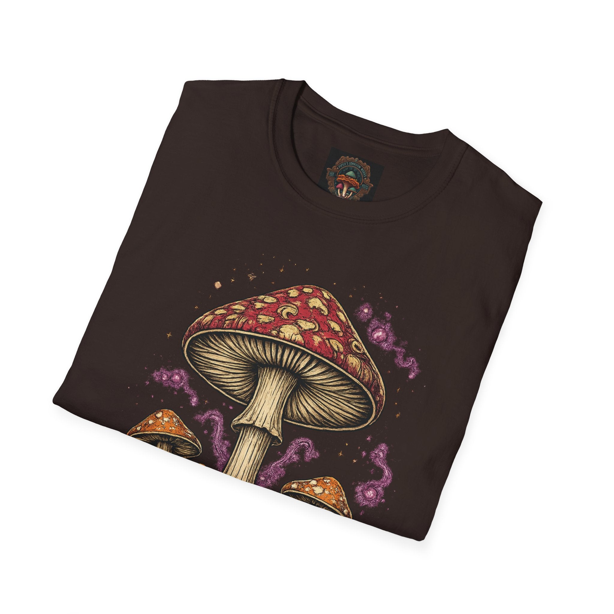 Mushroom Illustration T-Shirt – Vintage Red Toadstool Graphic