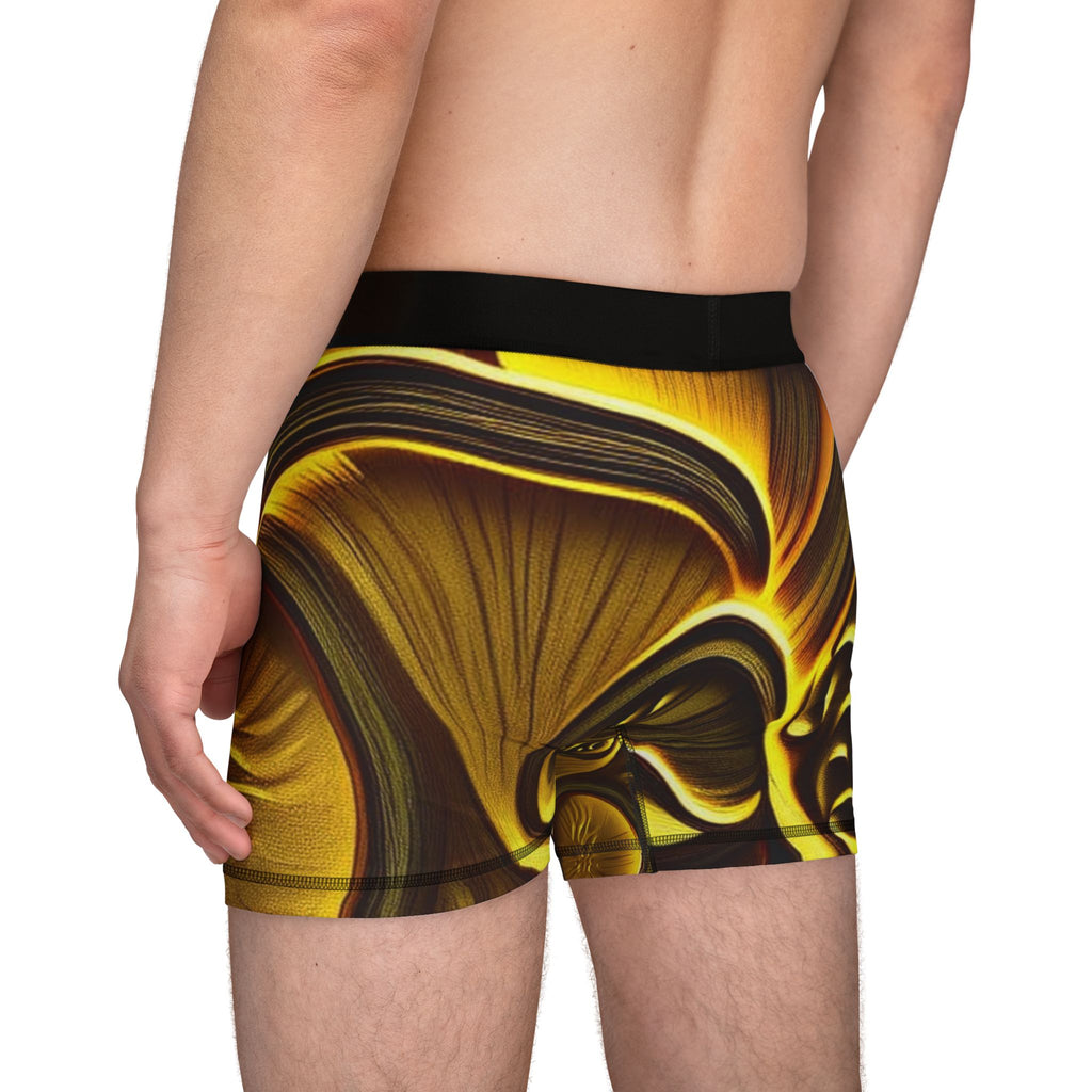 Gold Swirl Abstract Men's Boxer Briefs — Luxe Metallic Pattern AOP