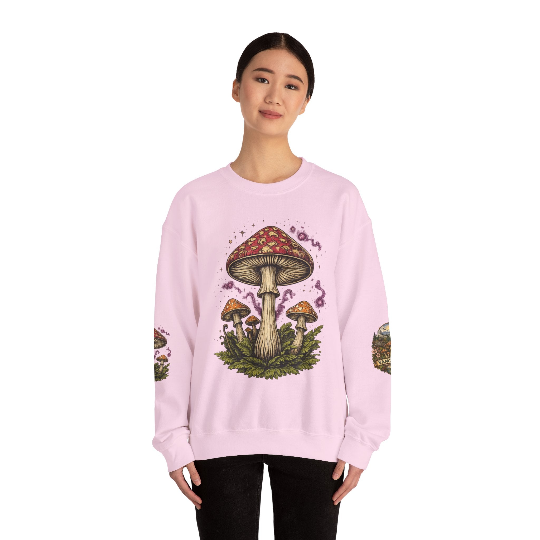 Mushroom Vancouver Crewneck Sweatshirt — Scenic Pacific Northwest Fungi Design