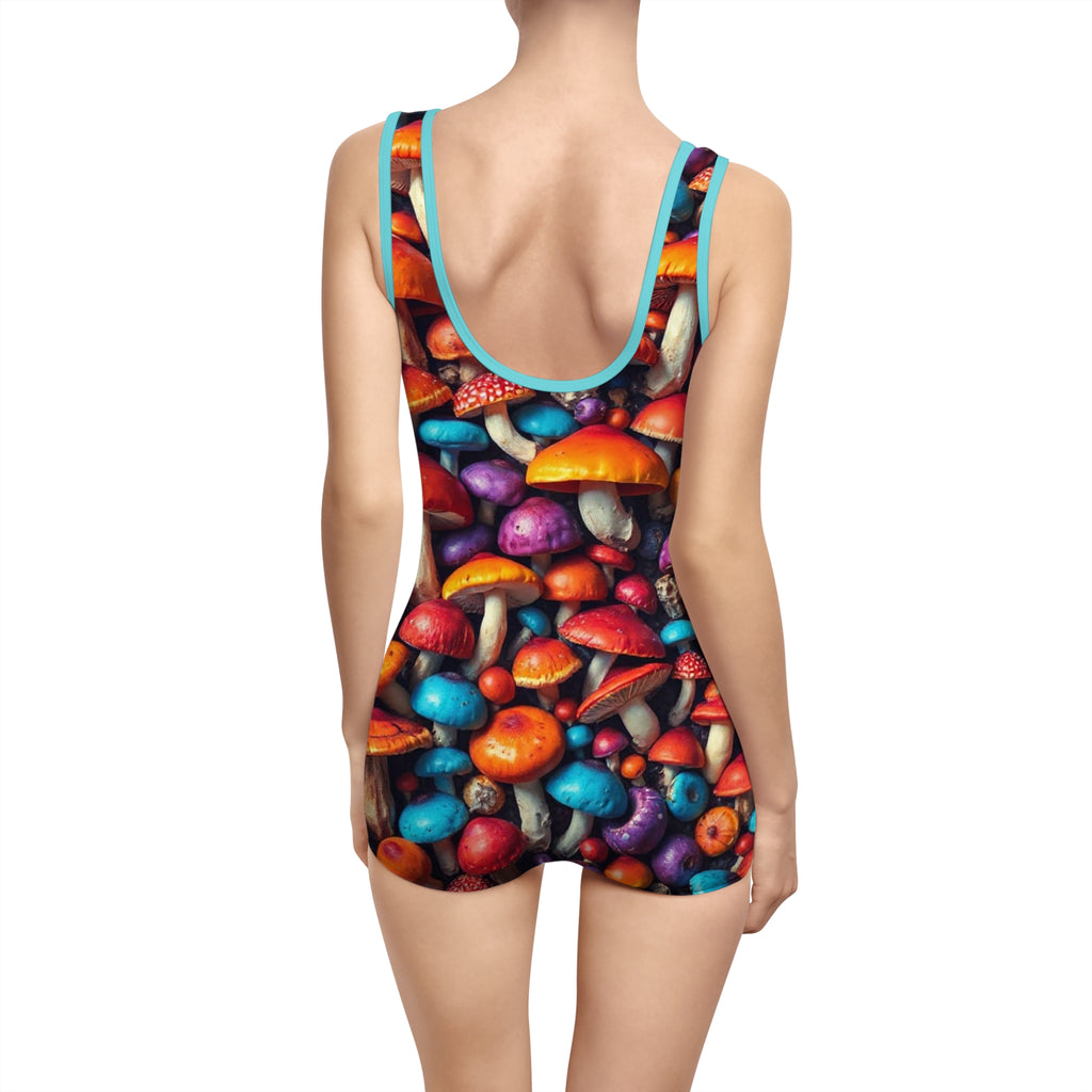 Mushroom Pattern Vintage One‑Piece Swimsuit