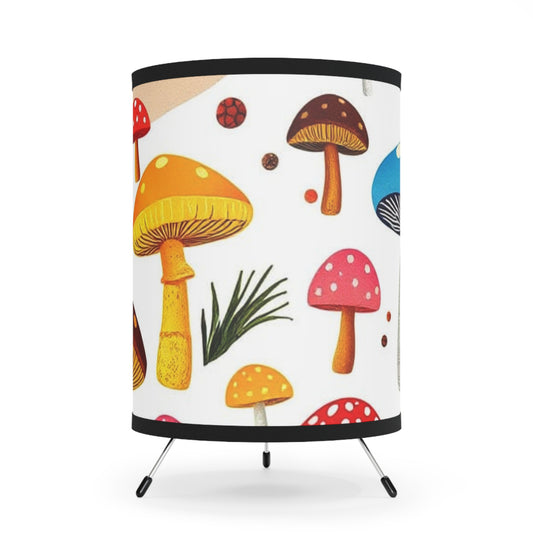 Colorful Mushroom Tripod Lamp, Bohemian Decor, Unique Lighting, Home Decor, Gift for Nature Lovers, Funky Lampshade