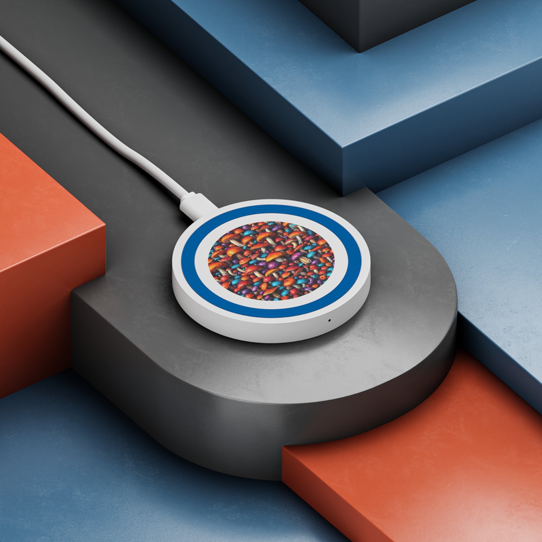Mushroom Burst Wireless Charging Pad — Colorful Mushroom Pattern Qi Charger