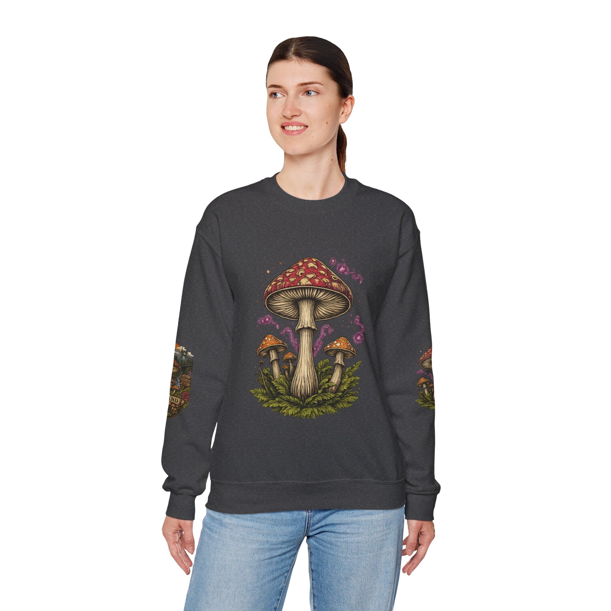 Mushroom Crewneck Sweatshirt — Portland Vintage Psychedelic Fungi Graphic
