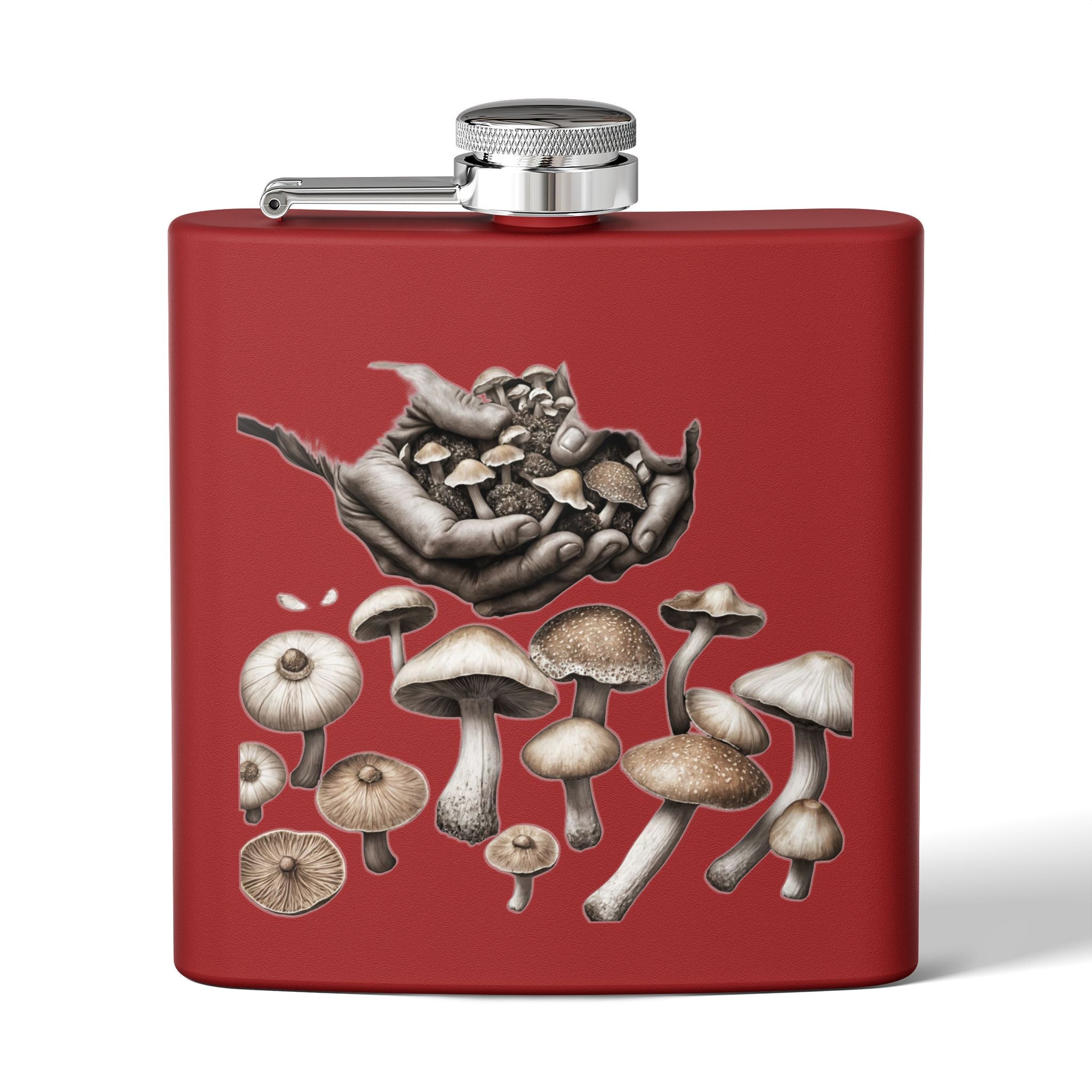 🍄 Hands of the Harvest Flask – Hold the Magic of Nature 🤲 Stainless Steel Flask, 6oz
