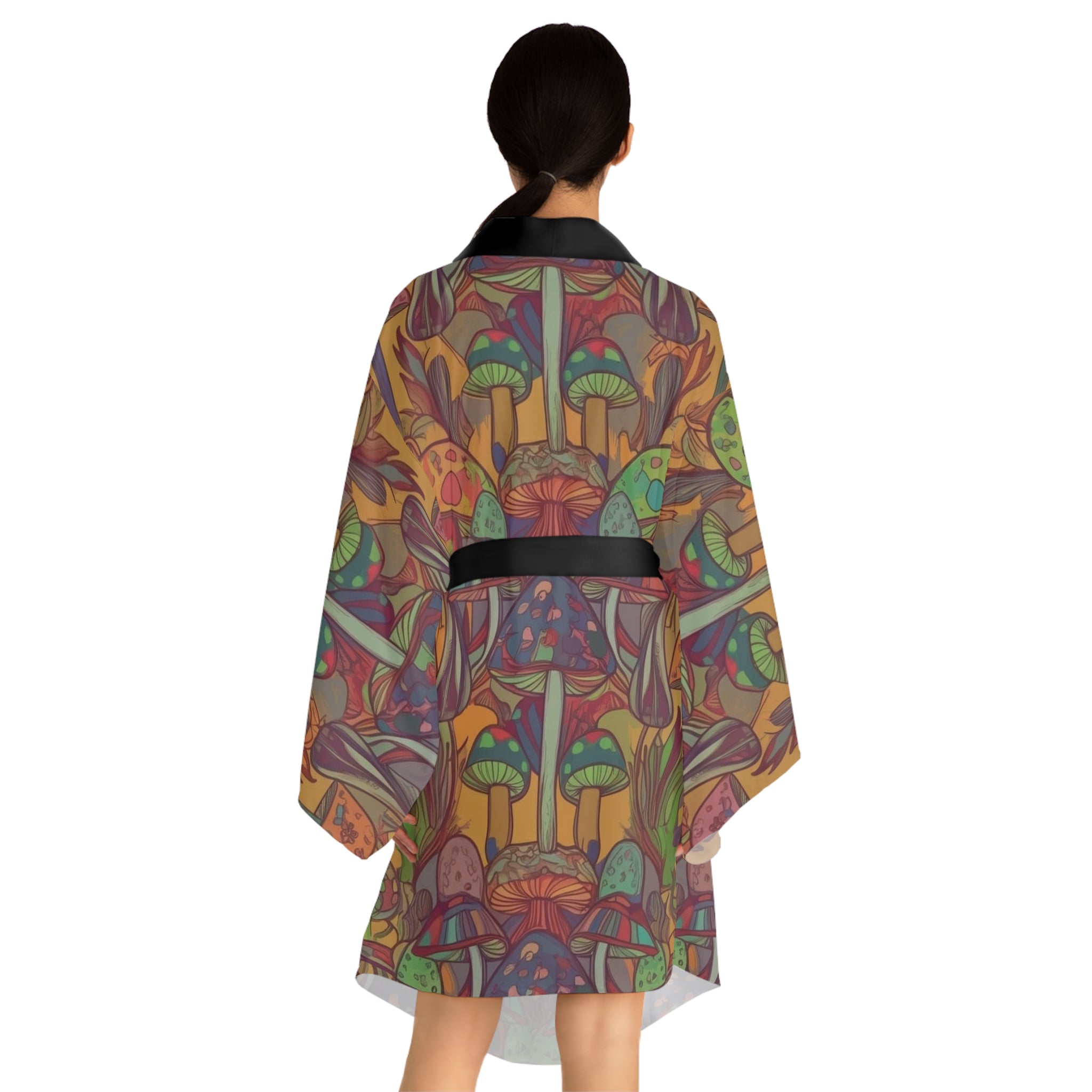 Kimono Robe: Psychedelic Mushroom Kimono Robe — Colorful Boho Lounge Jacket