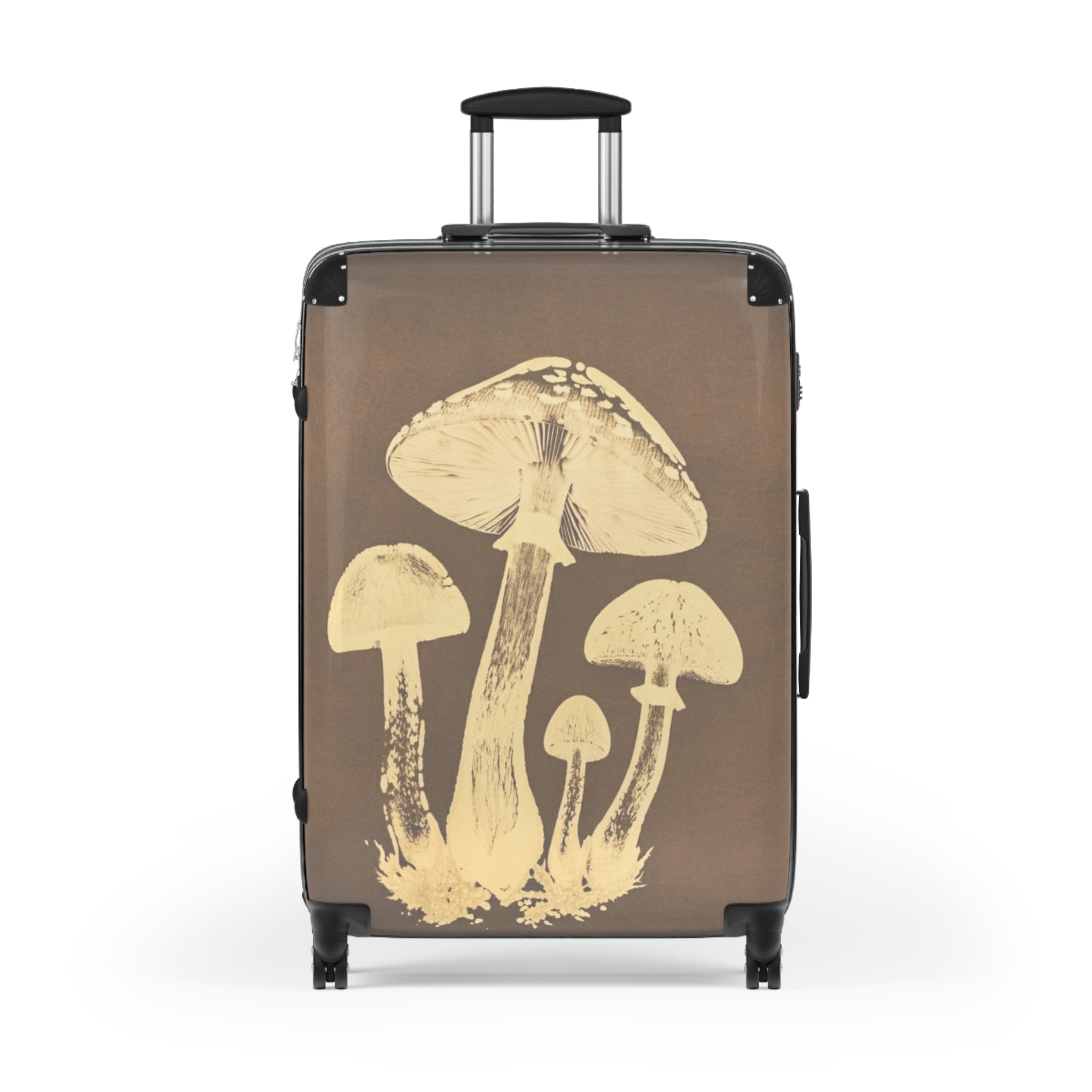Mushroom Illustration Suitcase — Vintage Botanical Carry-On Luggage