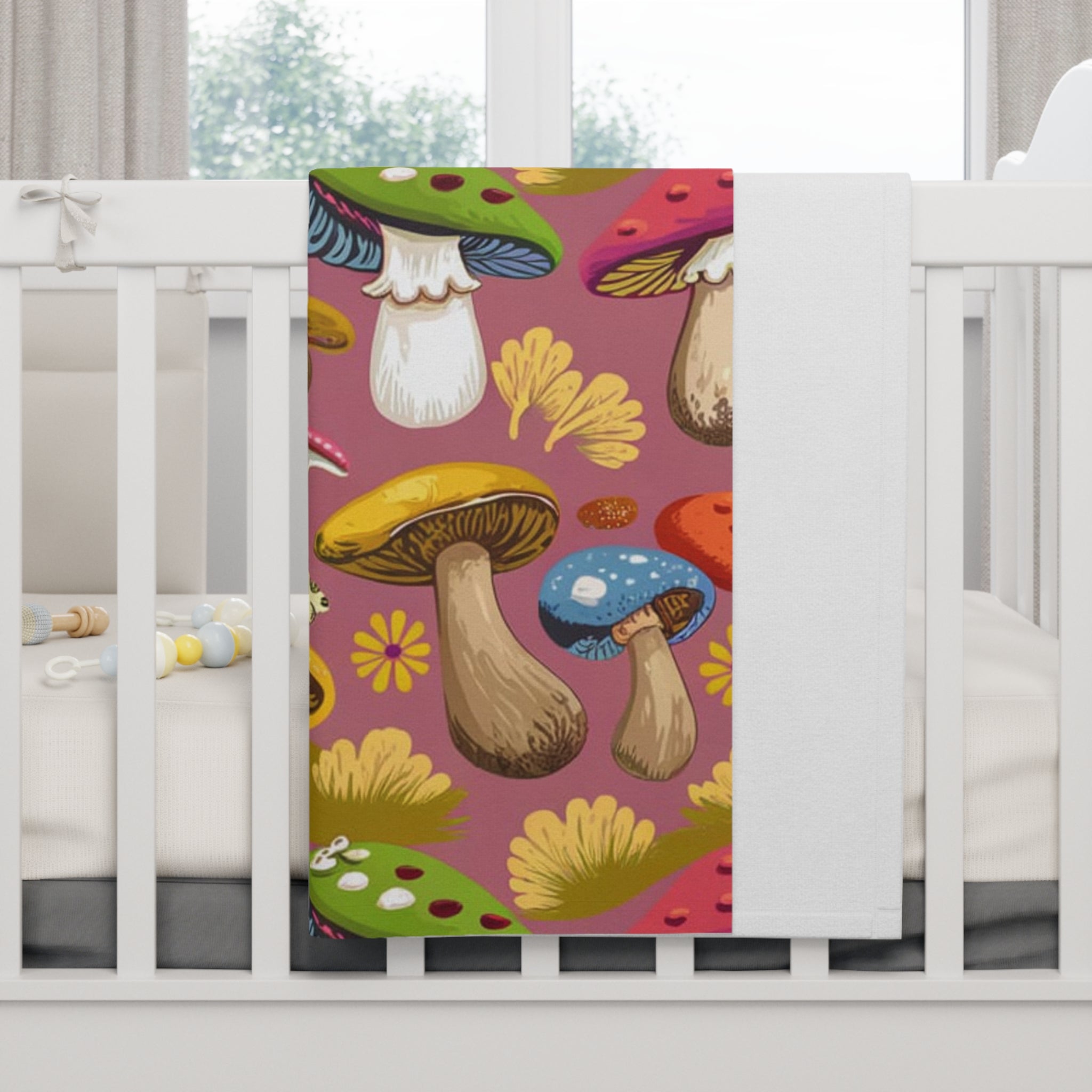🍄🍼 “Woodland Mushrooms” Baby Blanket 🌿✨