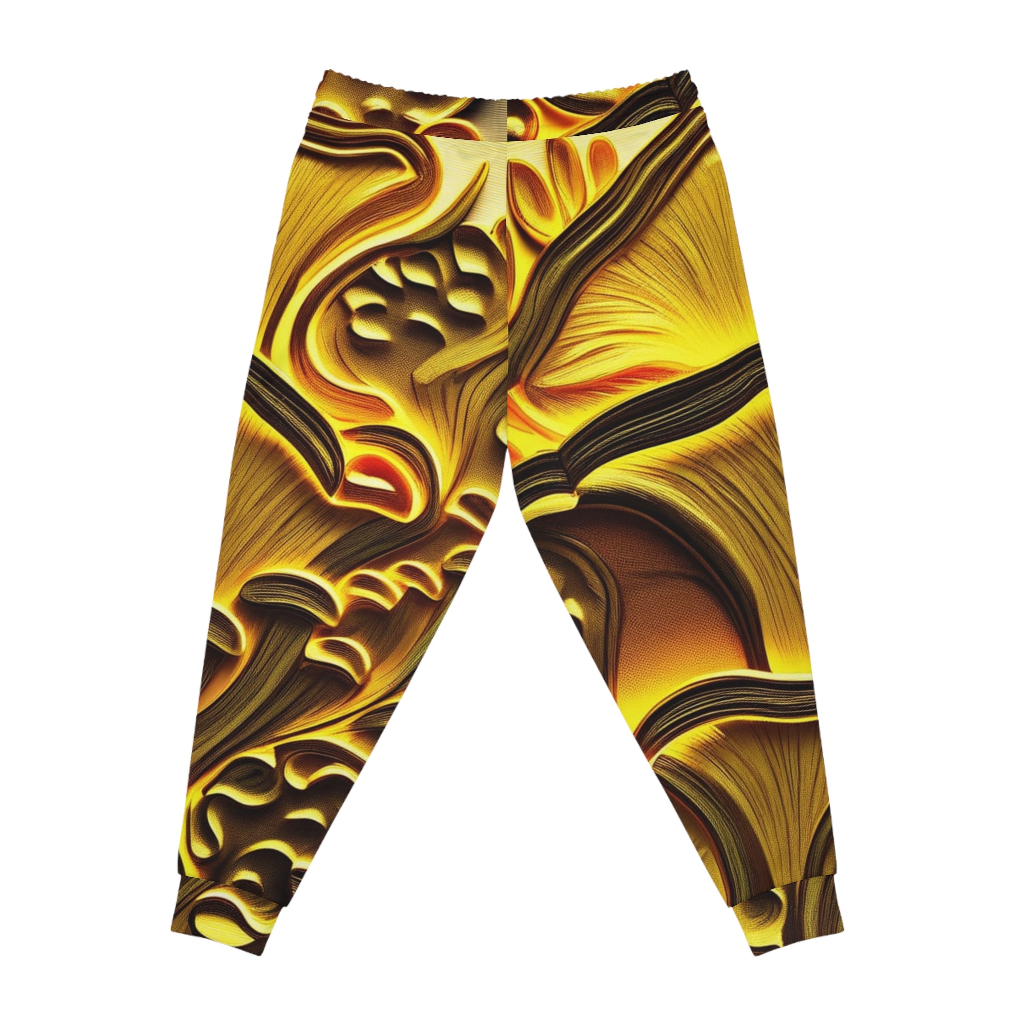 Golden Swirl Joggers — Abstract Yellow Athletic Pants