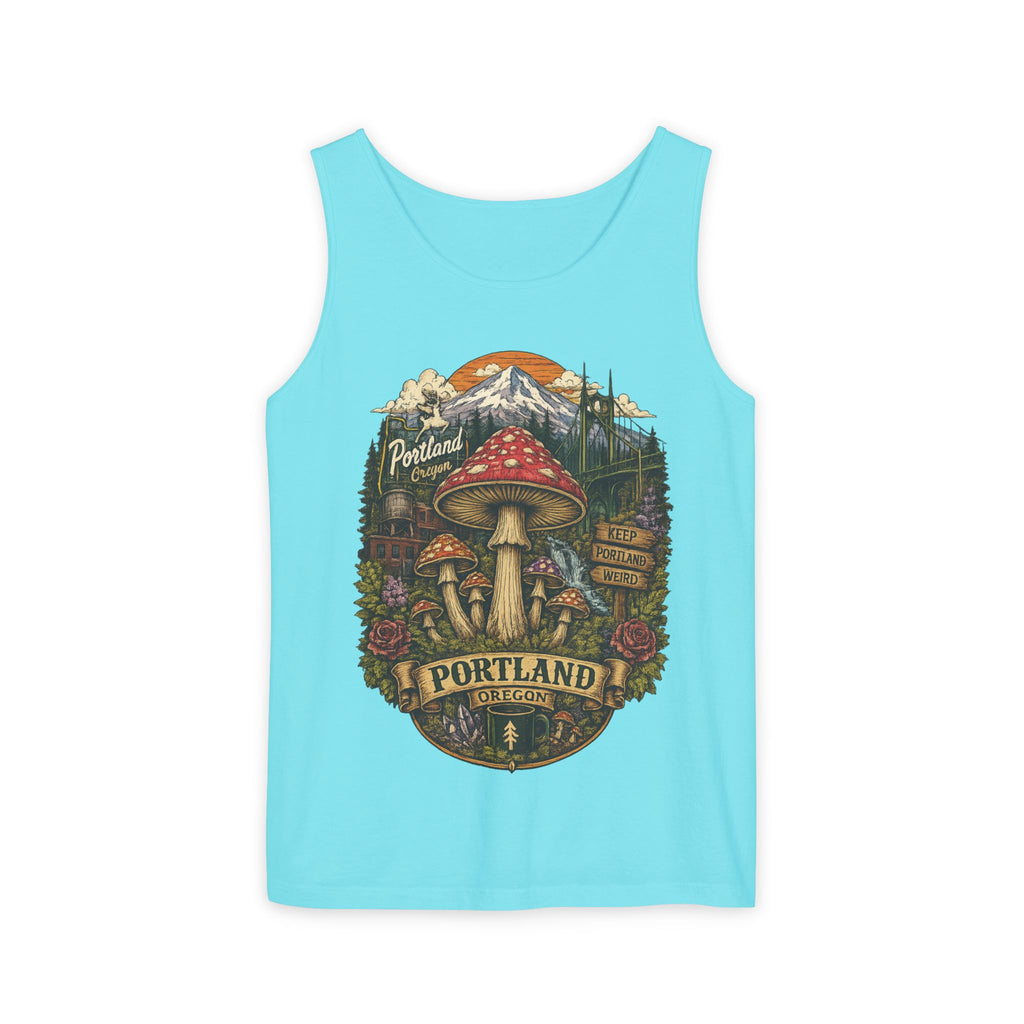 Portland Mushroom Tank Top — Vintage Forest Travel Graphic
