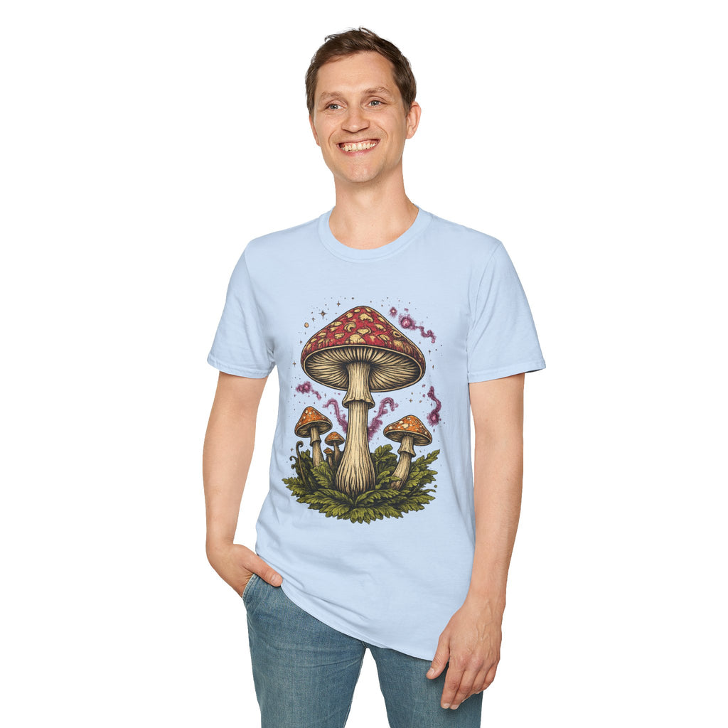 Psychedelic Mushroom Graphic T-Shirt — Red Amanita Illustration