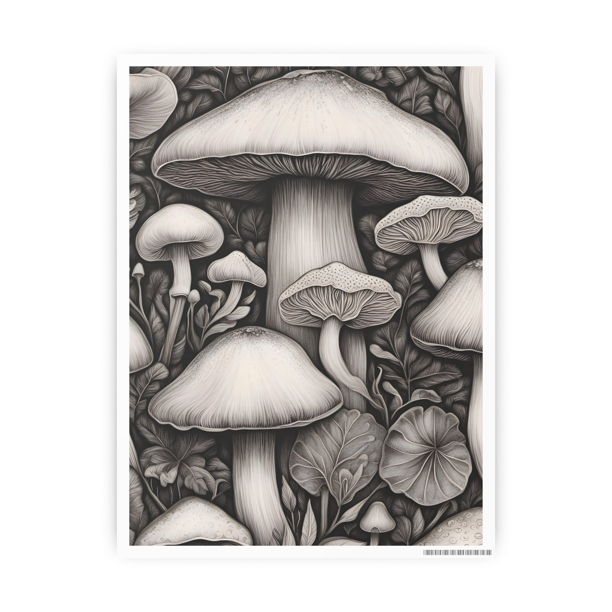 Poster: Mushroom Illustration Poster — Botanical Fungi Art Print