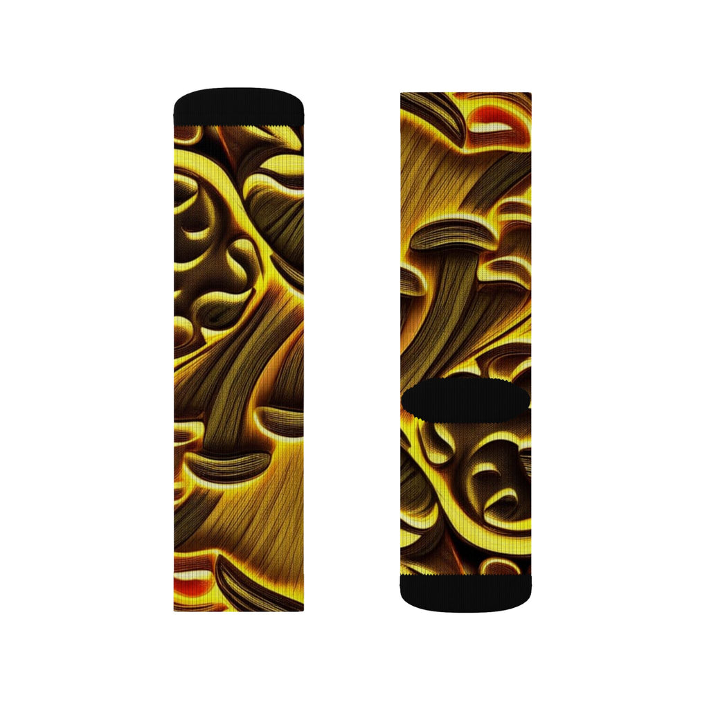 Socks: Gold Baroque Sublimation Socks — Ornate Vintage Pattern Crew Socks