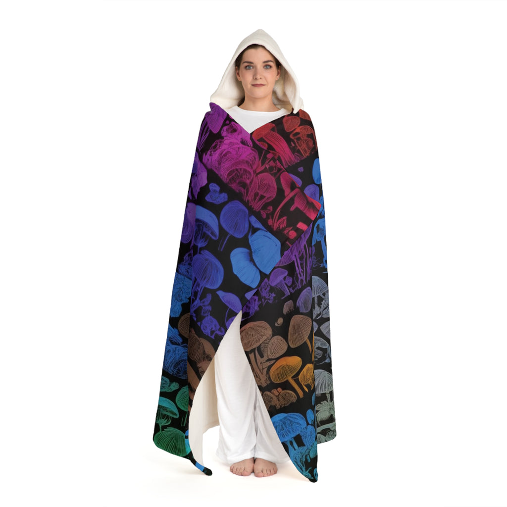 Hooded Sherpa Blanket: Colorful Skull Gradient Cozy Throw