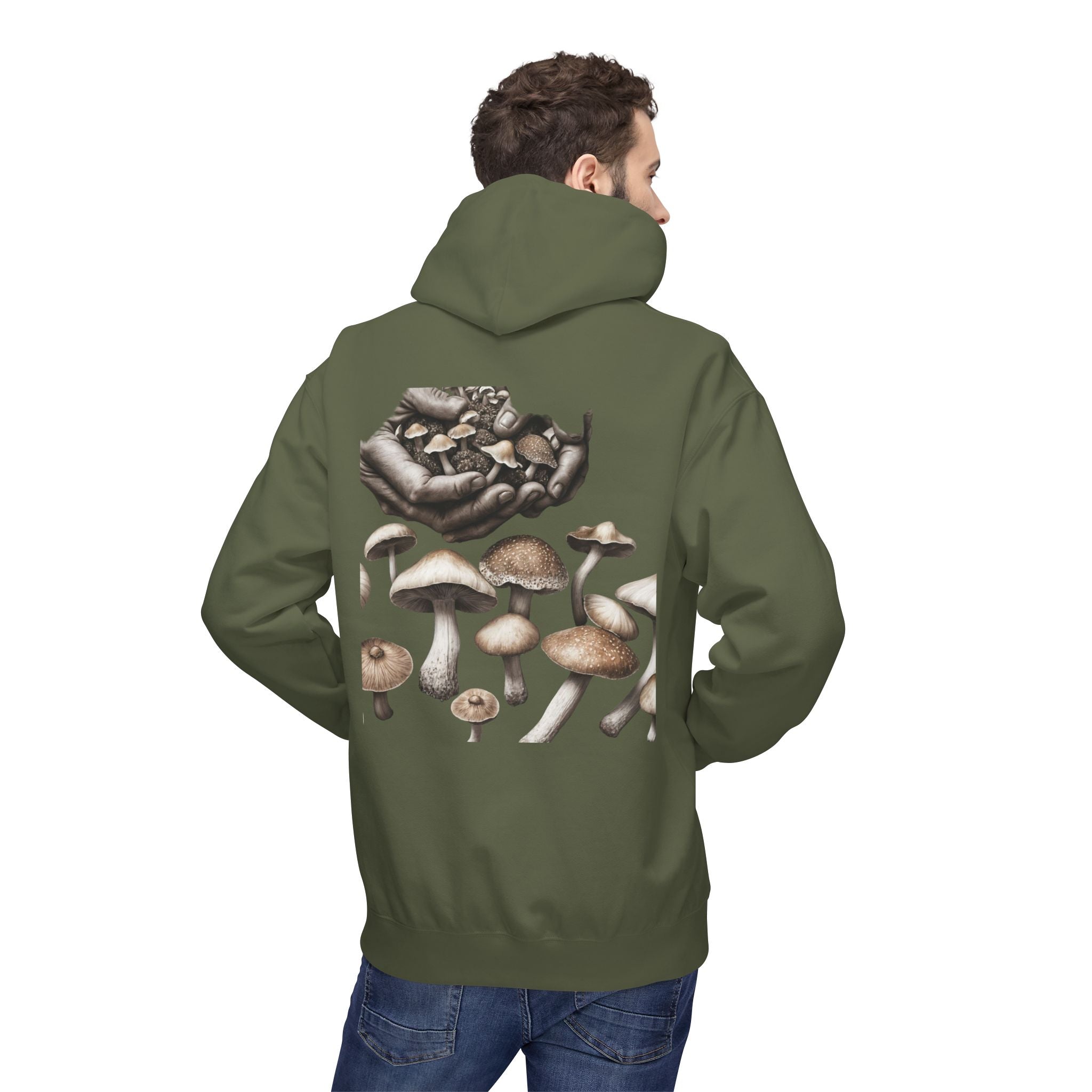 Mushroom Art Hoodie — Botanical Foraging Graphic Pullover