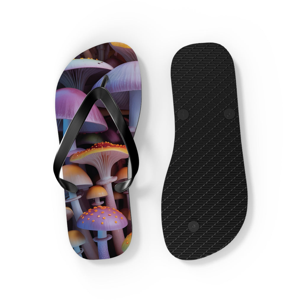 Flops: Psychedelic Mushroom Flip Flops - Colorful Fantasy Beach Sandals