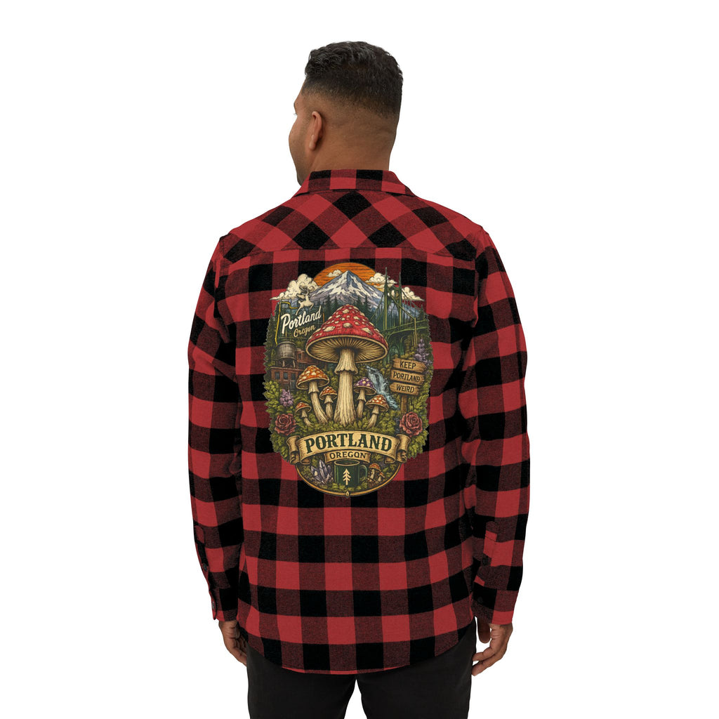 Portland Mushroom Flannel Shirt — Vintage Forest Plaid Button-Up