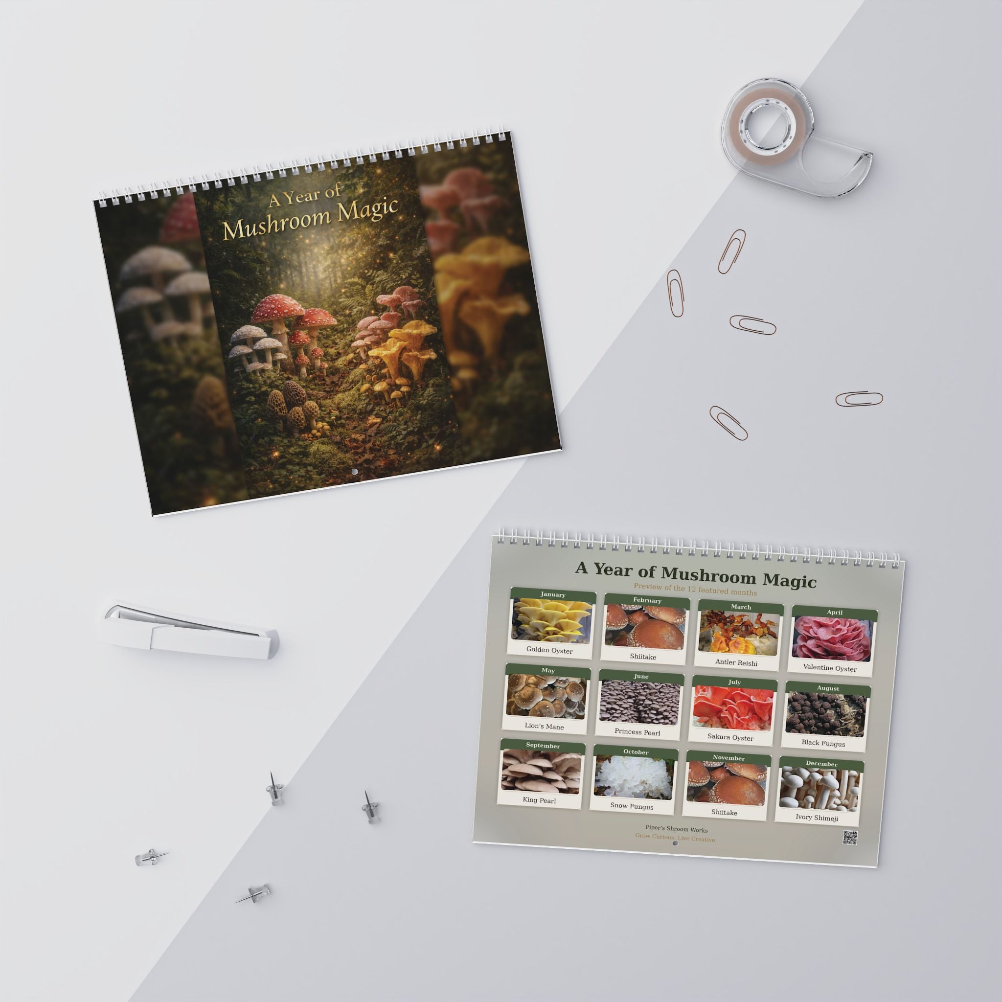 Mushroom Wall Calendar — 12-Month Fungi Photography Calendar (Monthly Planner)