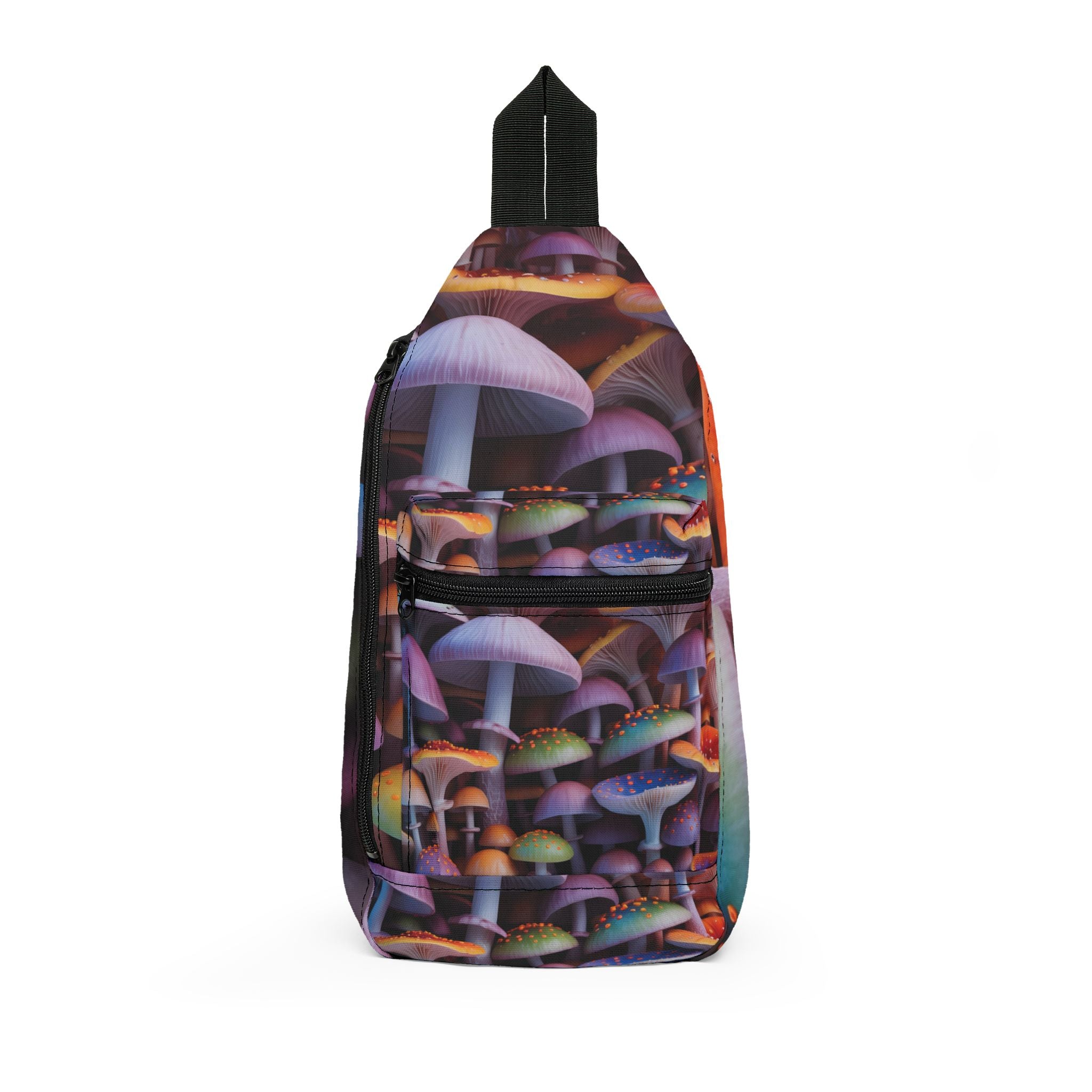 Sling Bag: Psychedelic Mushroom Sling Bag — Colorful Trippy Fungi Crossbody