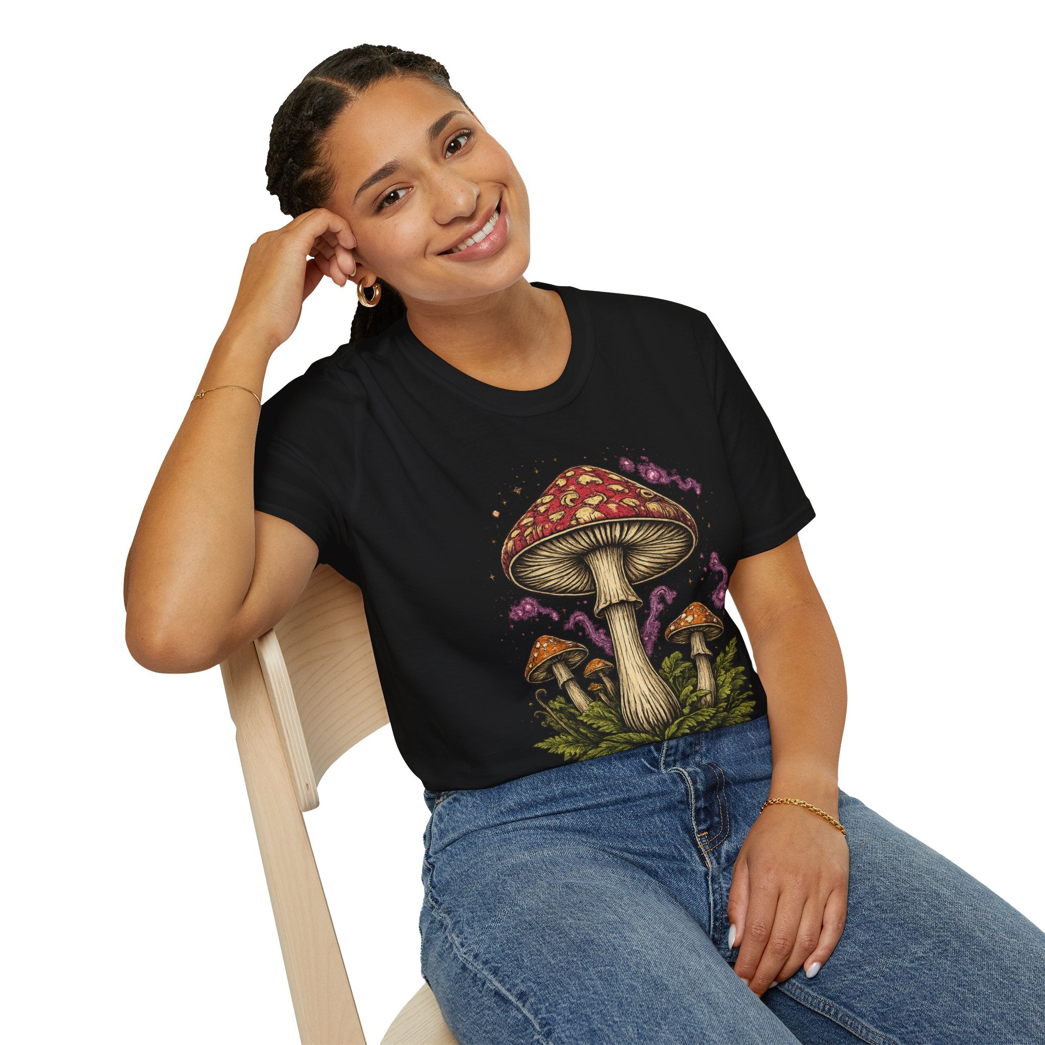 Psychedelic Mushroom Graphic T-Shirt — Red Amanita Illustration
