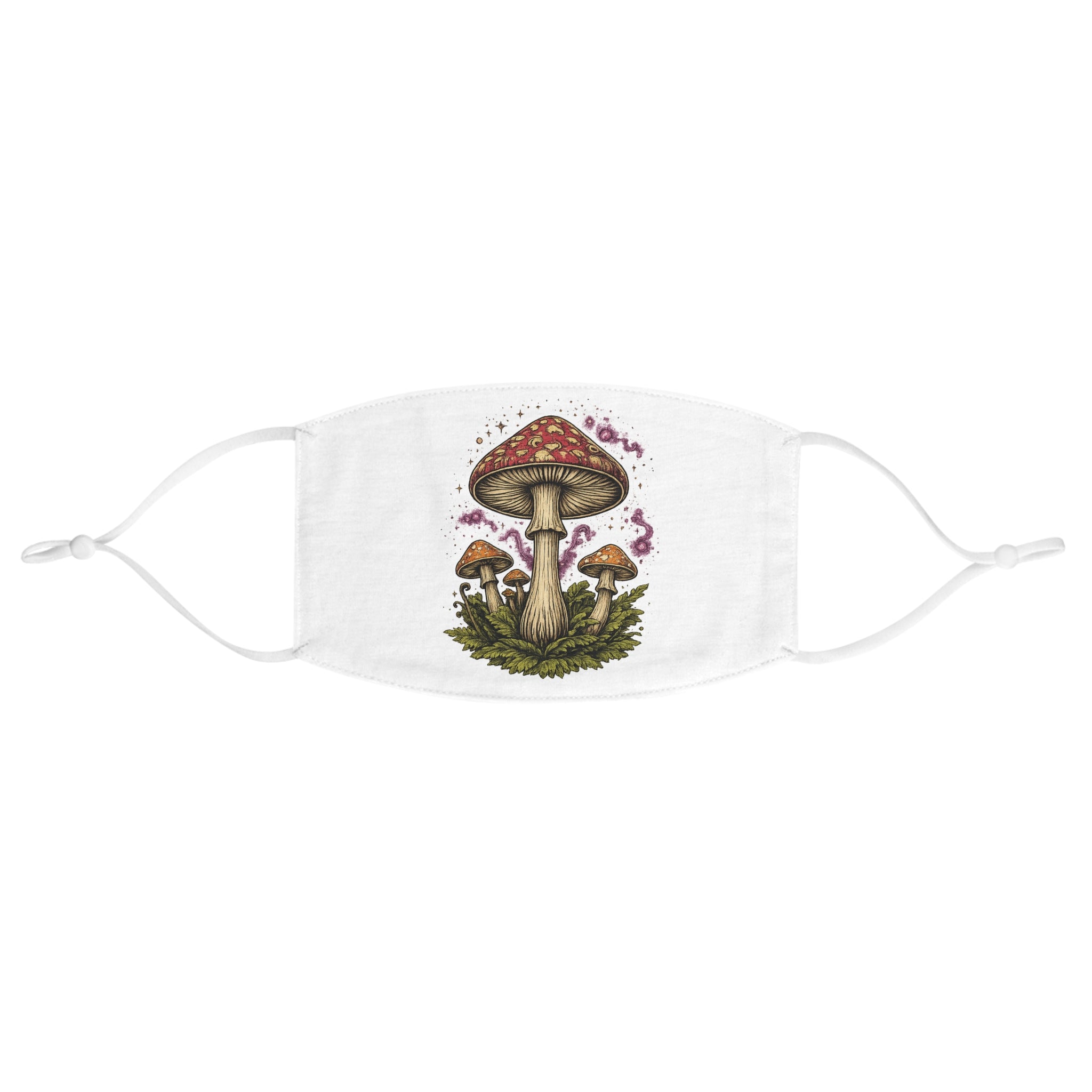 Fabric Face Mask: Mushroom Illustration Fabric Face Mask — Vintage Toadstool Design