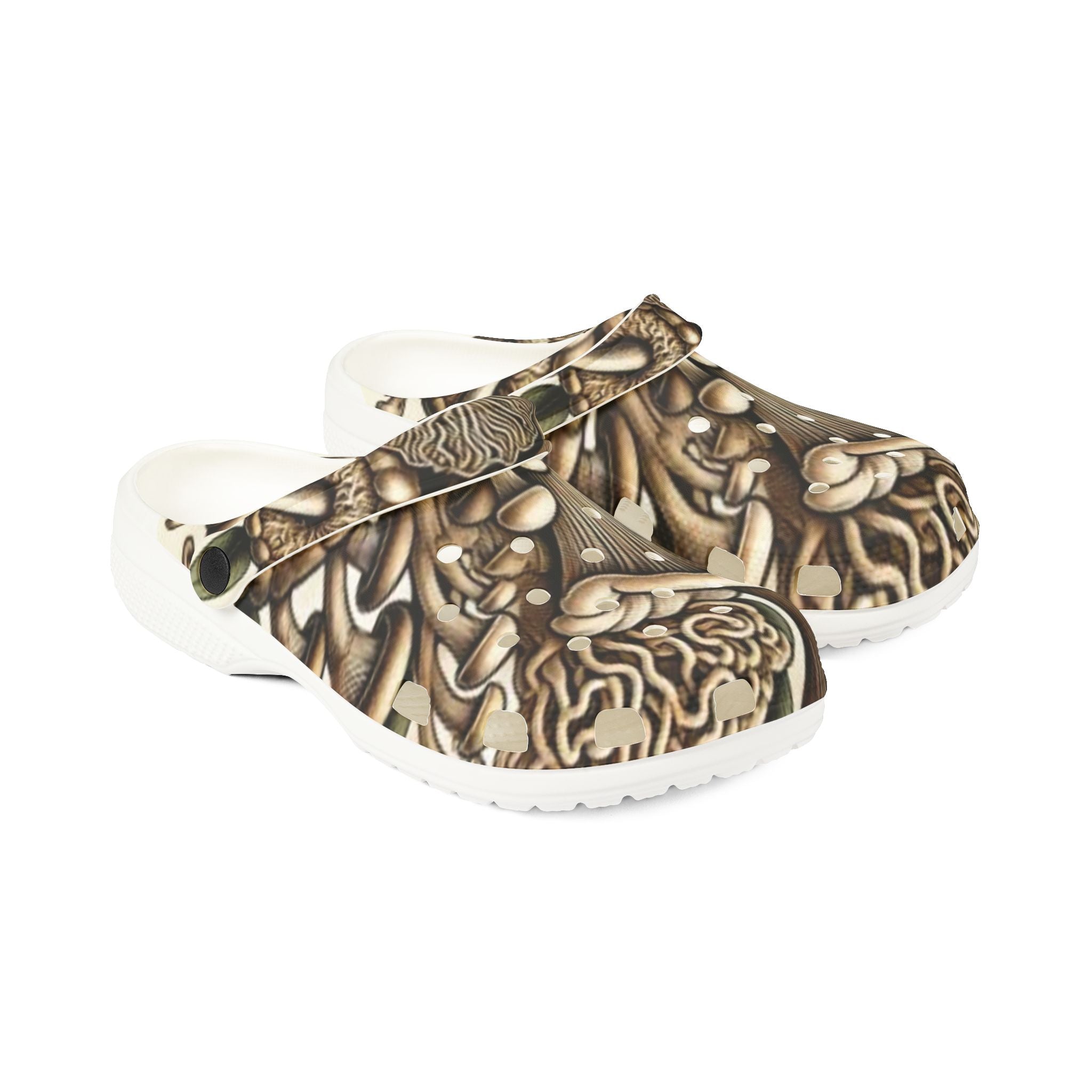 Mushroom Art EVA Clogs — Brown Psychedelic Fungi Clogs