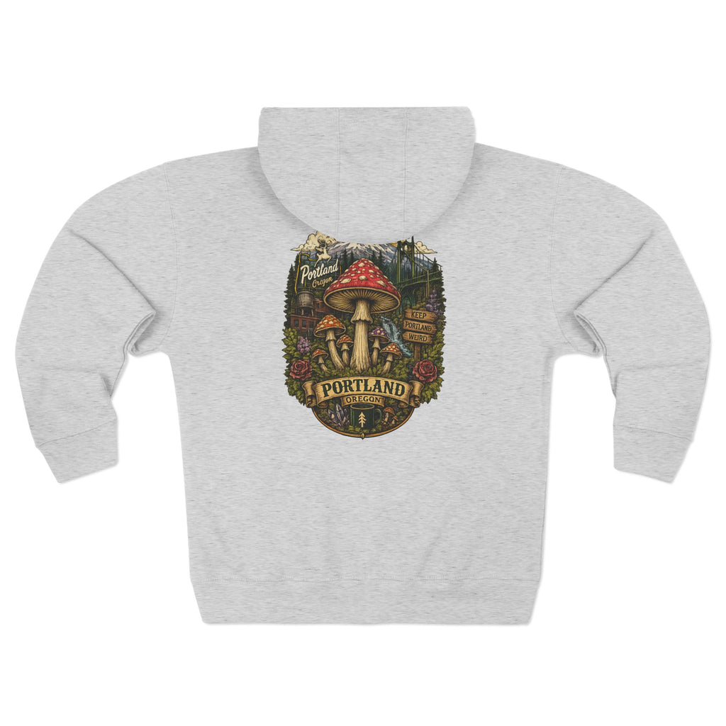 Portland Mushroom Zip Hoodie — Vintage Psychedelic Fungi Forest Jacket