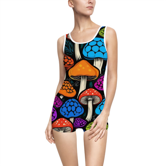 🍄 Myco Pop One-Piece Romper Swimsuit – Color Outside the Tide 🌈