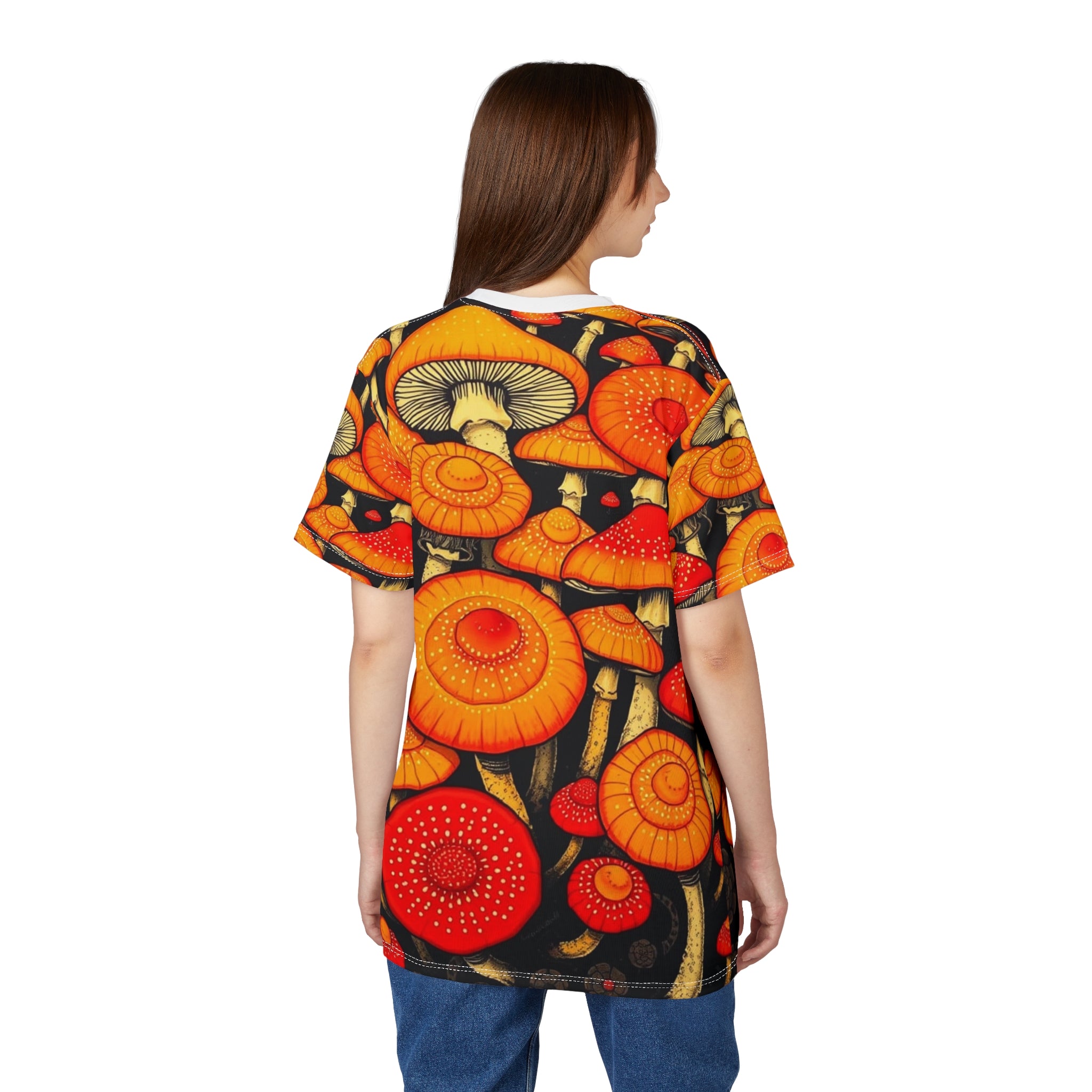 Psychedelic Orange Mushroom All-Over Print Tee