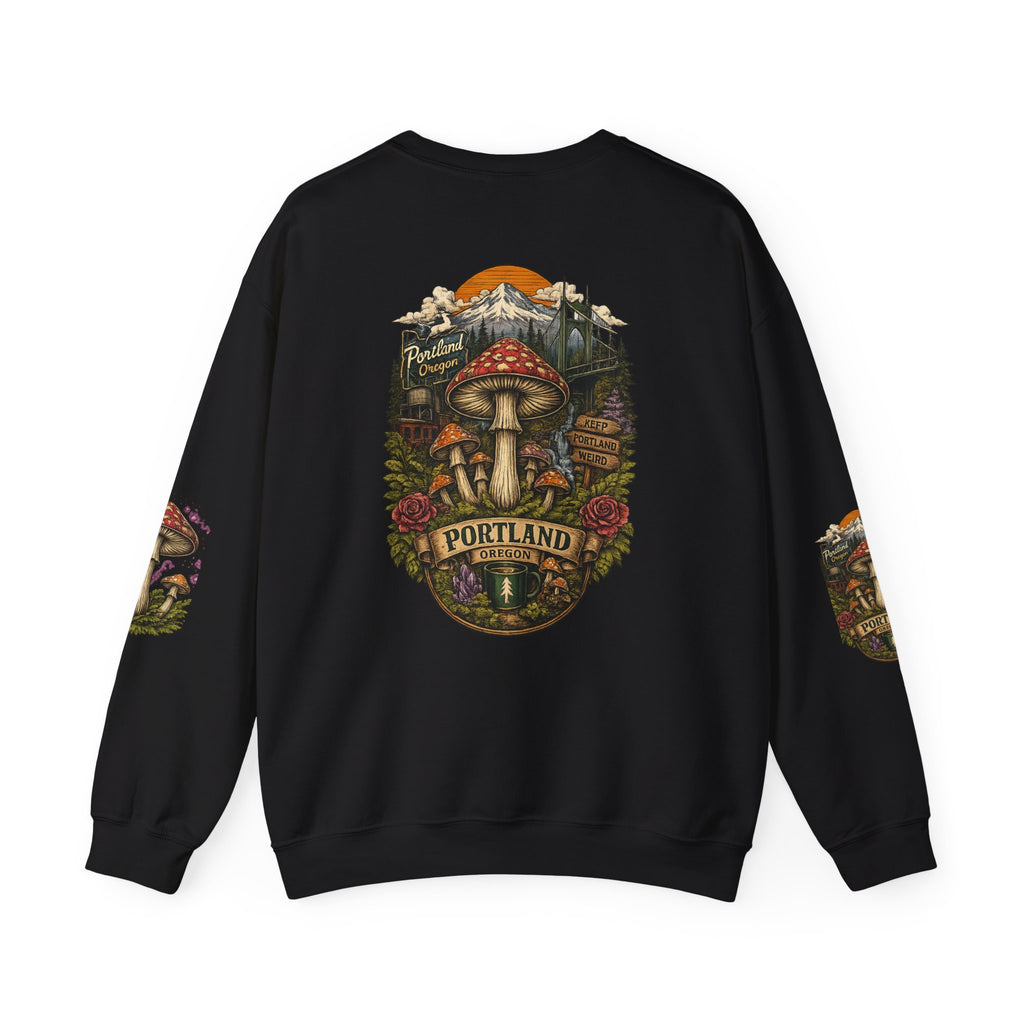 Mushroom Crewneck Sweatshirt — Portland Vintage Psychedelic Fungi Graphic