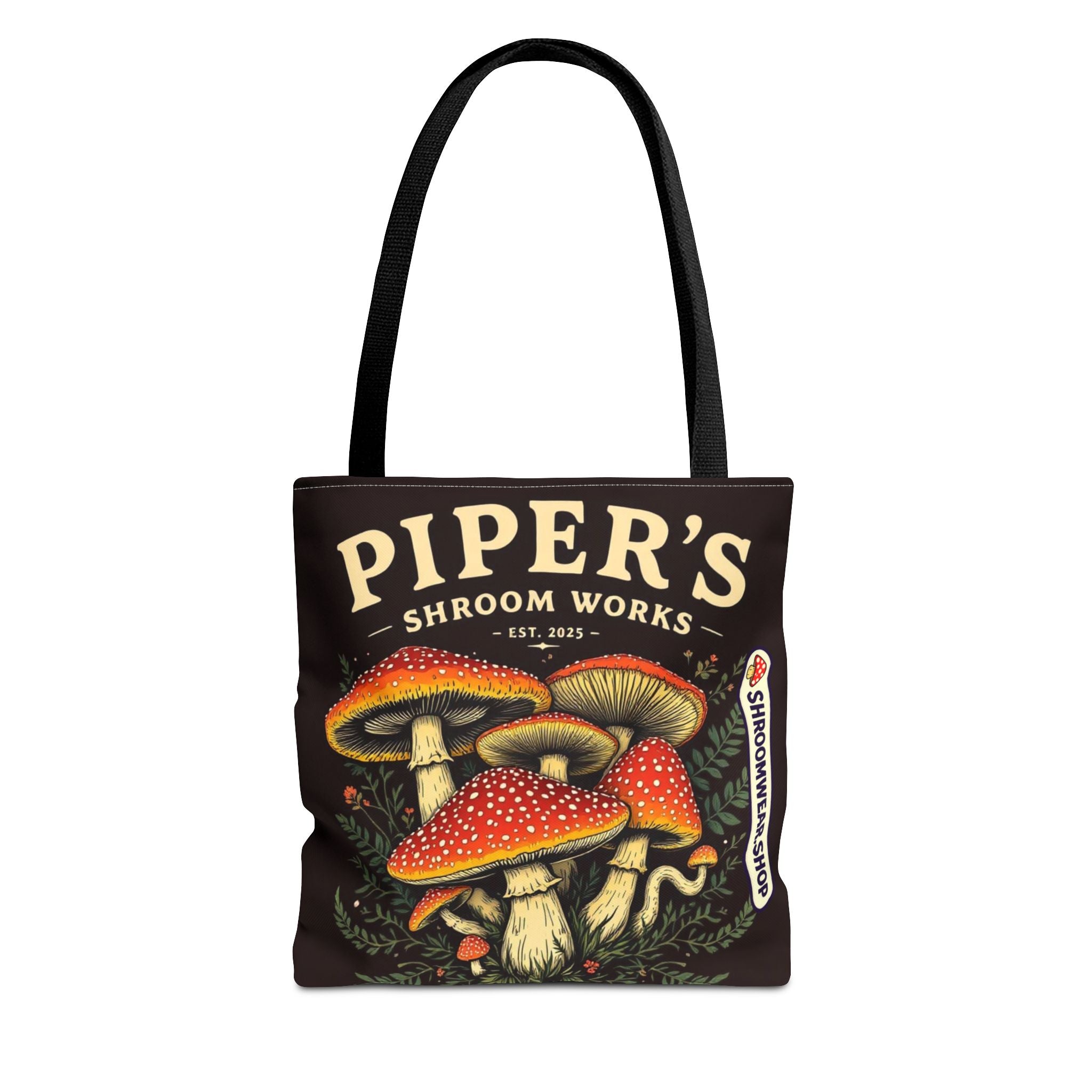 Bag: Mushroom Tote Bag — “Piper’s Shroom Works” Vintage Fungi Market Tote