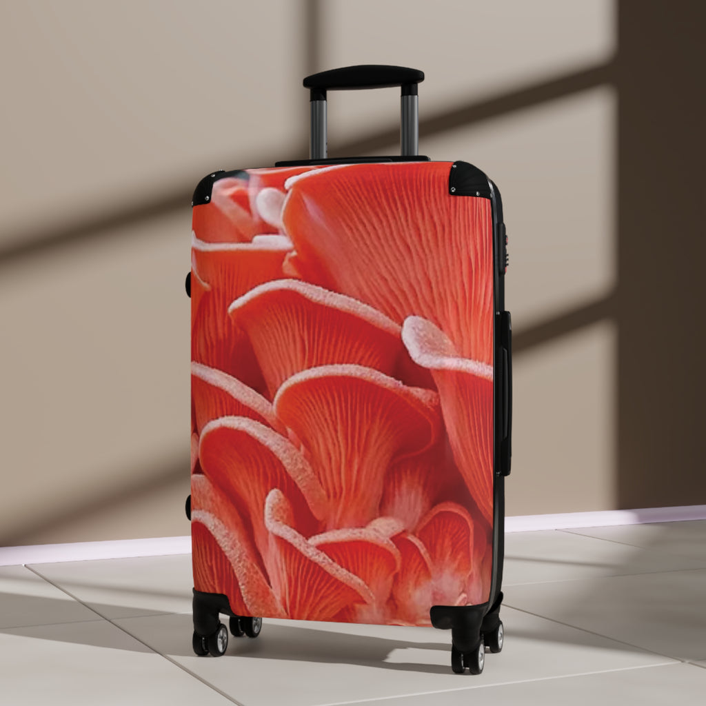 Suitcase: Red Coral Floral Carry-On Suitcase — Bold Botanical Travel Luggage